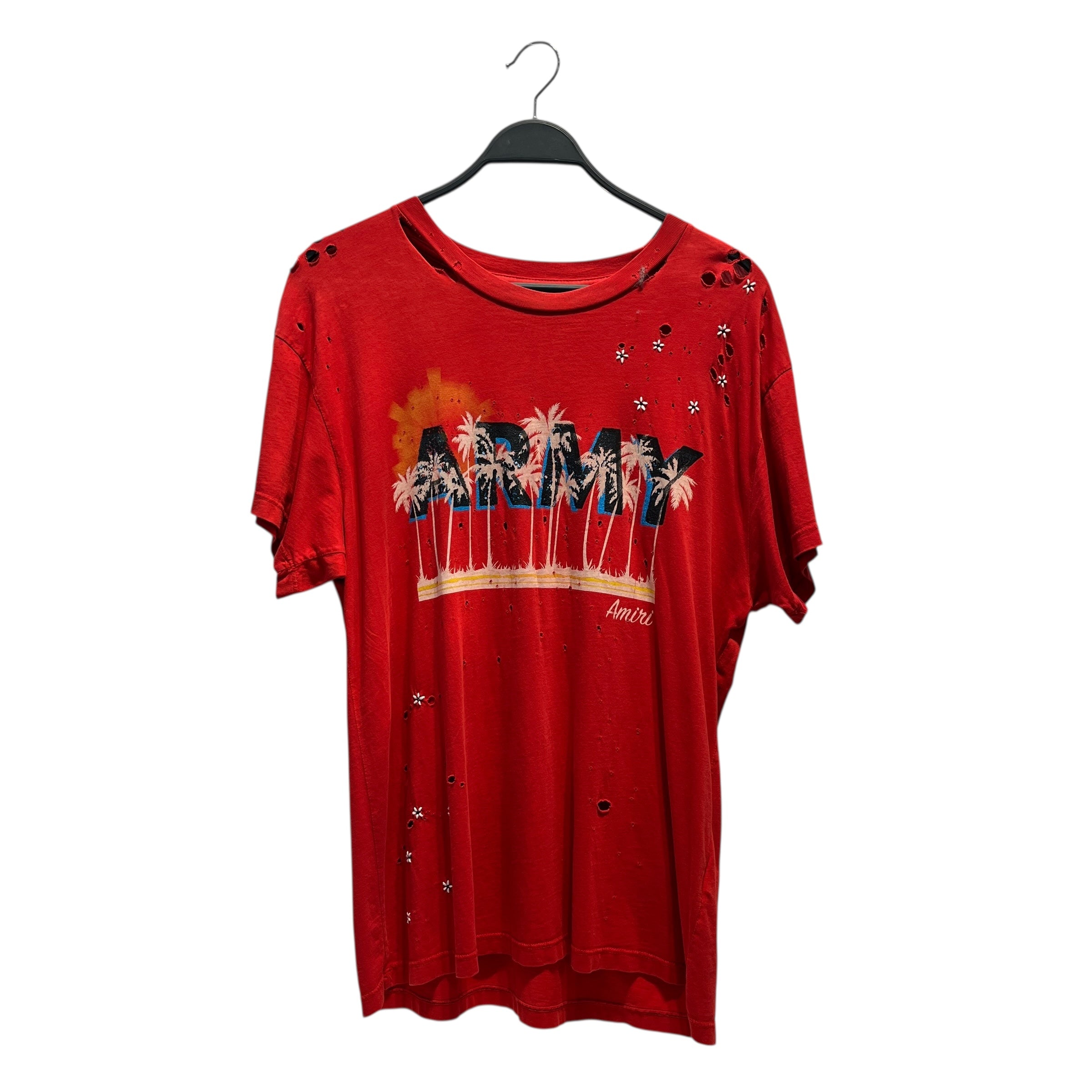 AMIRI/T-Shirt/XS/Cotton/RED/All Over Print/ARMY PALM TREES HOLES view 1