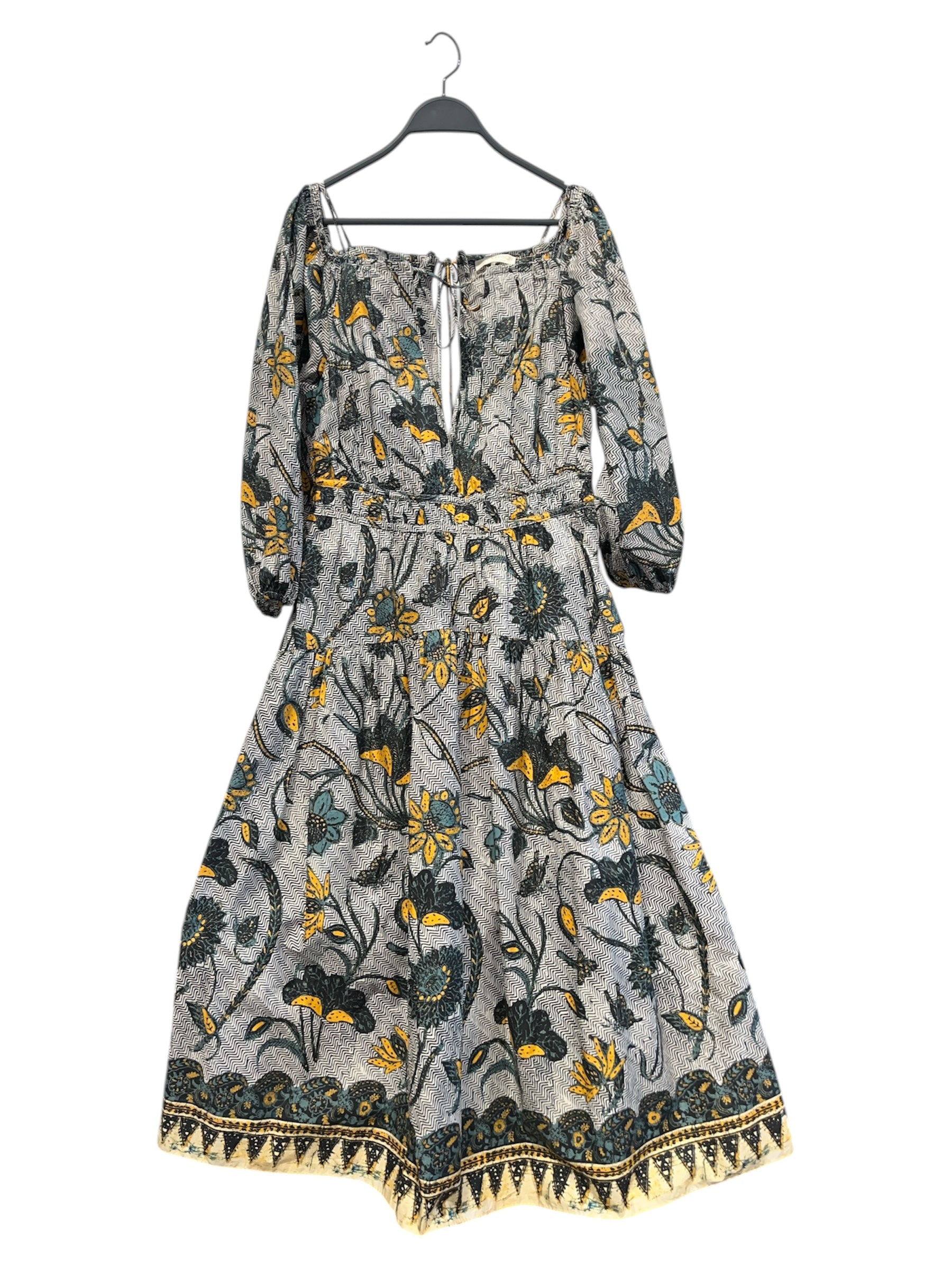Ulla Johnson/LS Dress/8/Floral Pattern/Cotton/WHT/wavy/yellow flower print view 1