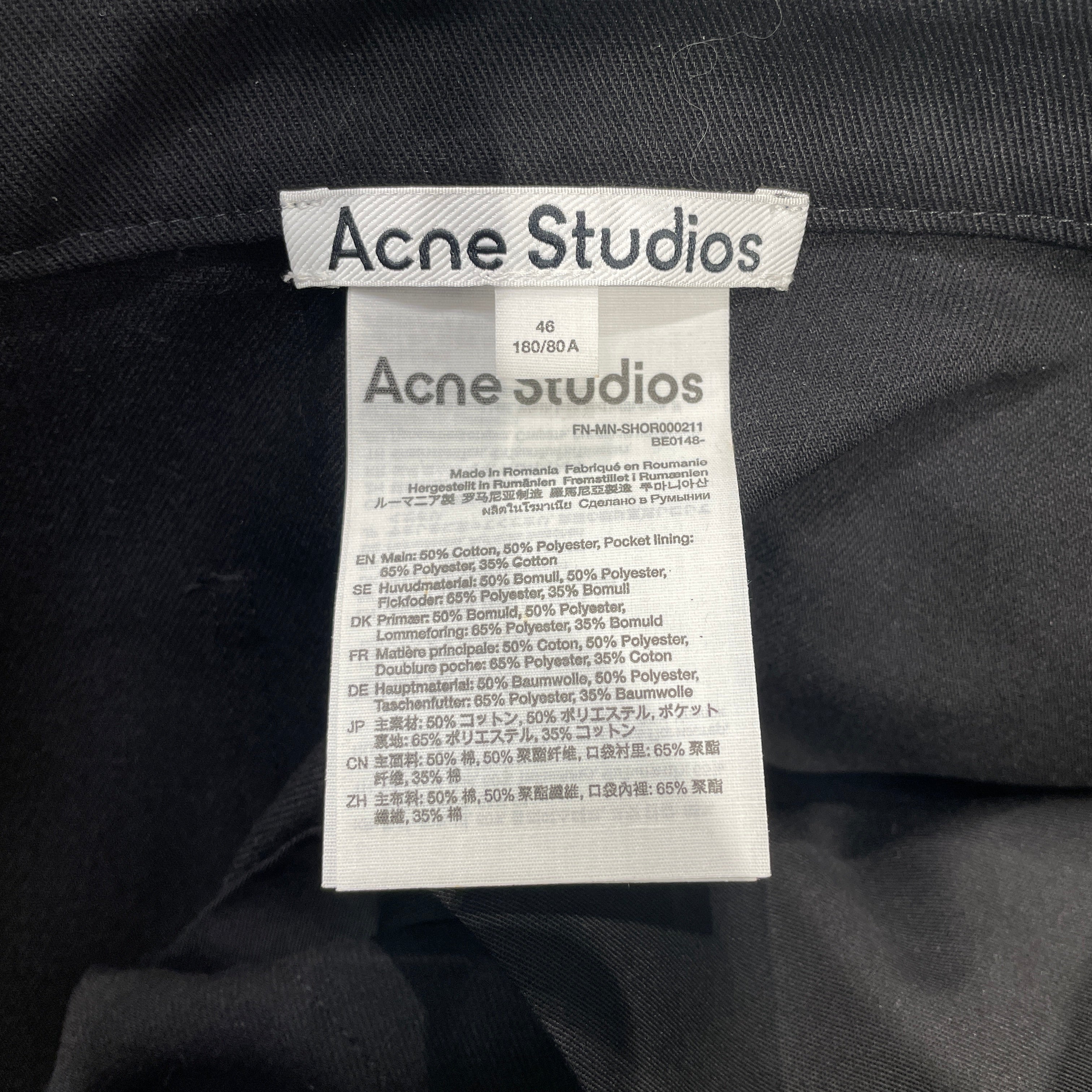 Acne Studios/Shorts/46/Cotton/BLK/BIG POCKET SHORTS view 3