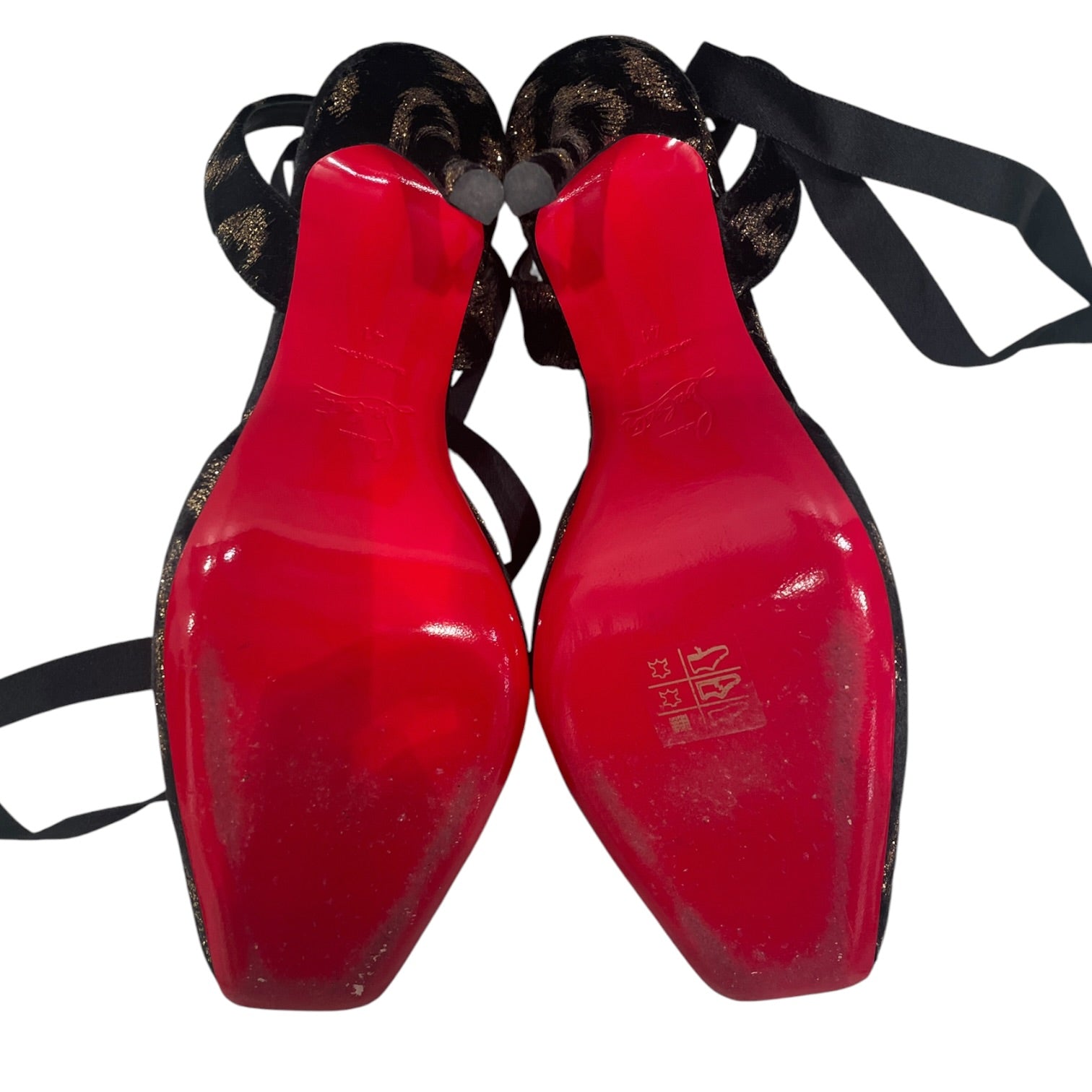 Christian Louboutin/Heels/EU 41/Leopard/BLK/Ankle Strap/CASSIA LACE UP GLITTER VELVET view 5
