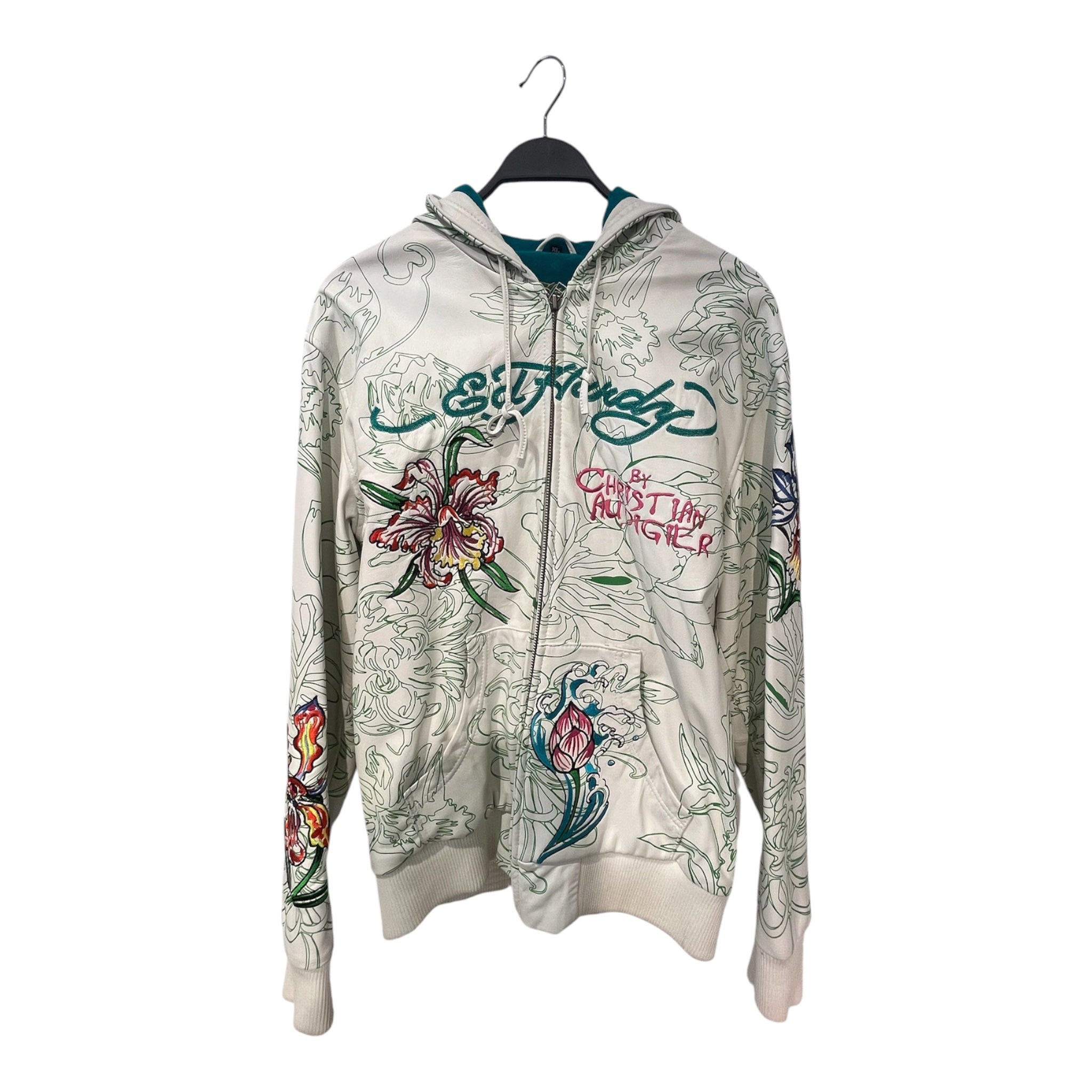 Ed Hardy/Zip Up Hoodie/XL/Graphic/Leather/WHT/ view 1
