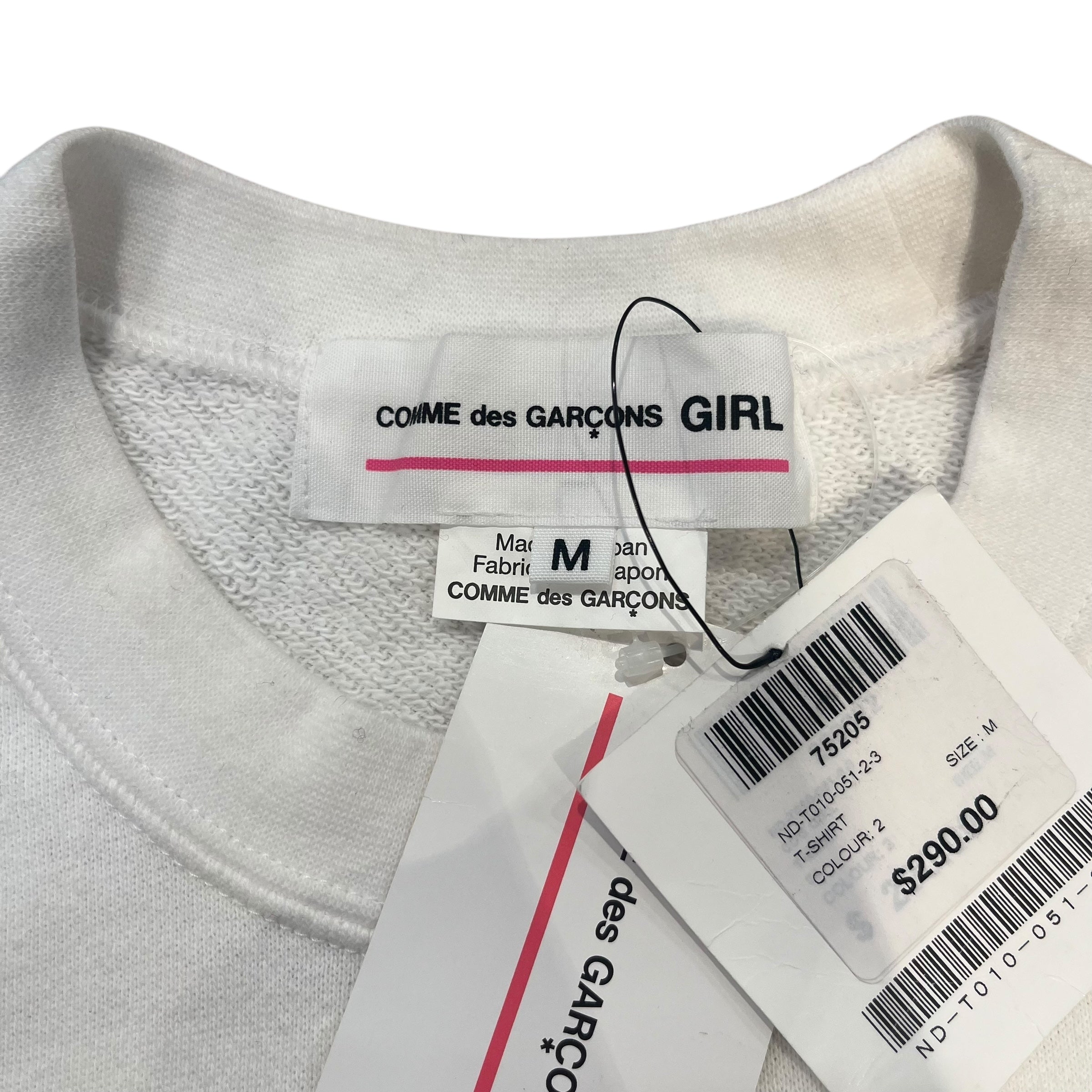 COMME des GARCONS GIRL/Sweatshirt/M/Cotton/WHT/HEAR ON BACK CUT OUT view 3