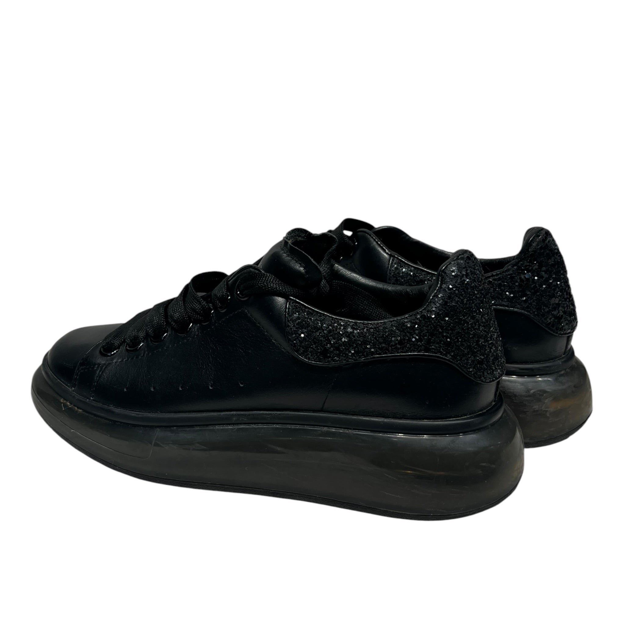 Alexander McQueen/Low-Sneakers/EU 38.5/Leather/BLK/Sparkle Heel view 2