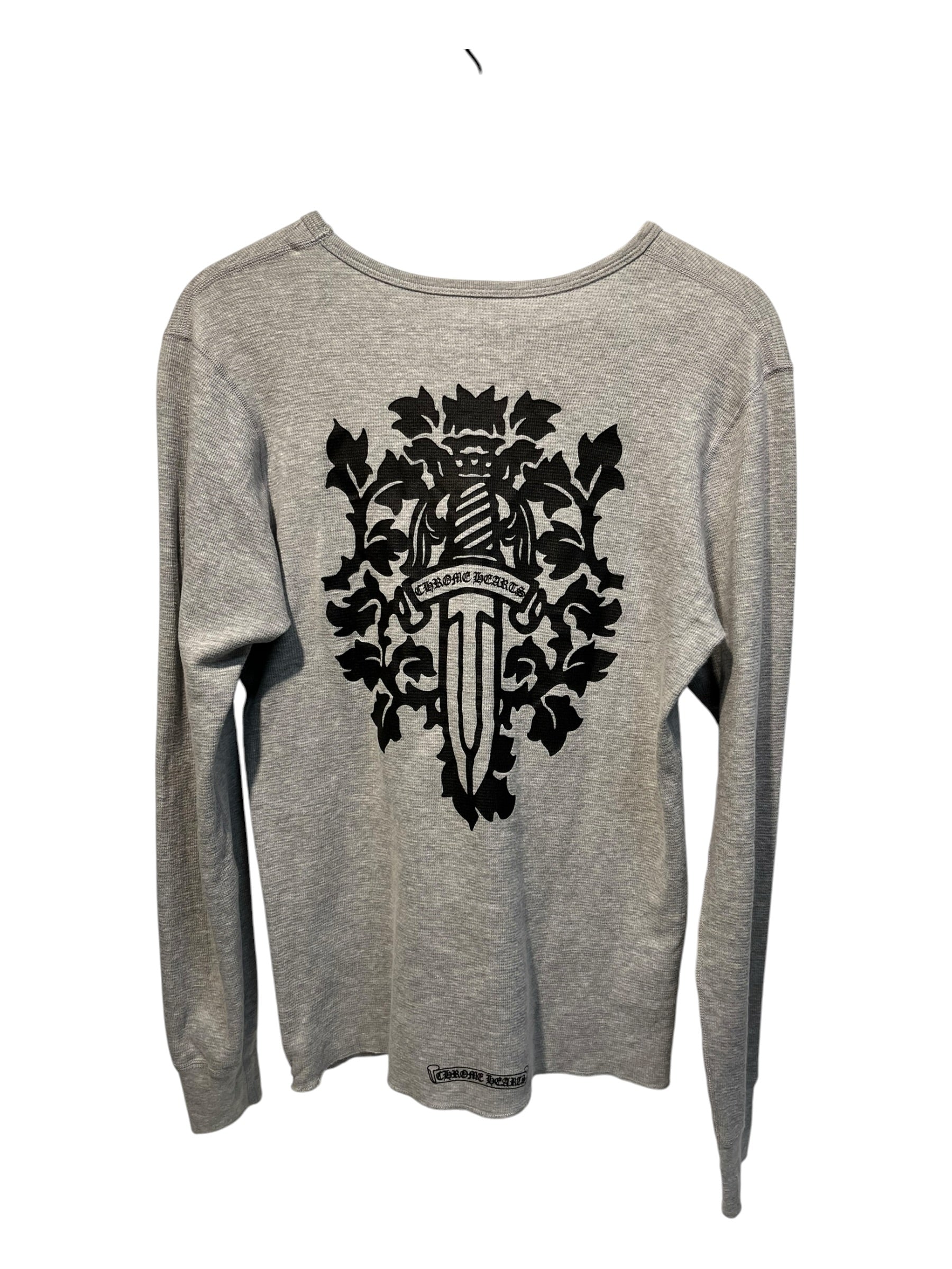 CHROME HEARTS/LS T-Shirt/L/Cotton/GRY/Graphic/ view 2