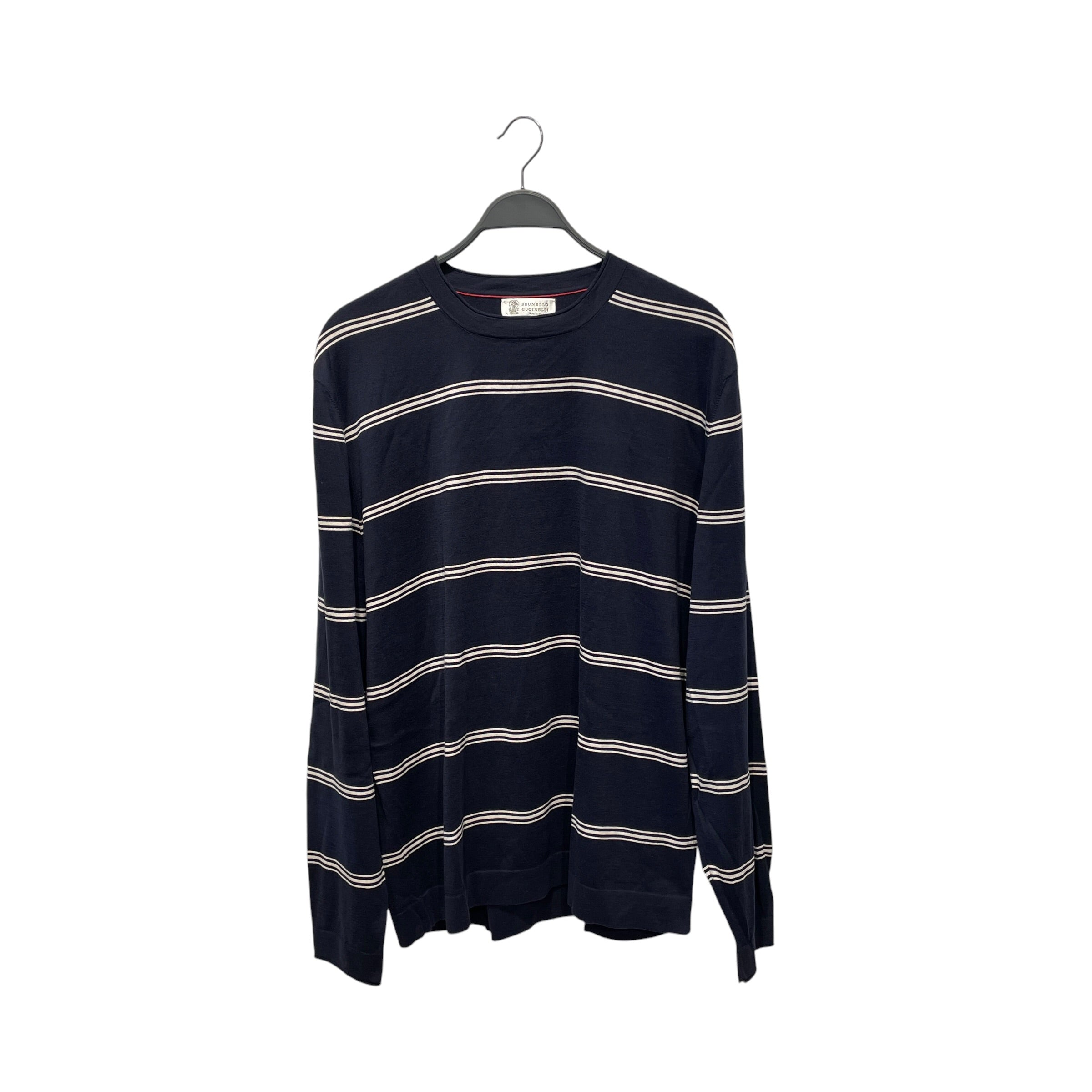BRUNELLO CUCINELLI/Sweater/56/Stripe/Cotton/NVY/ view 1