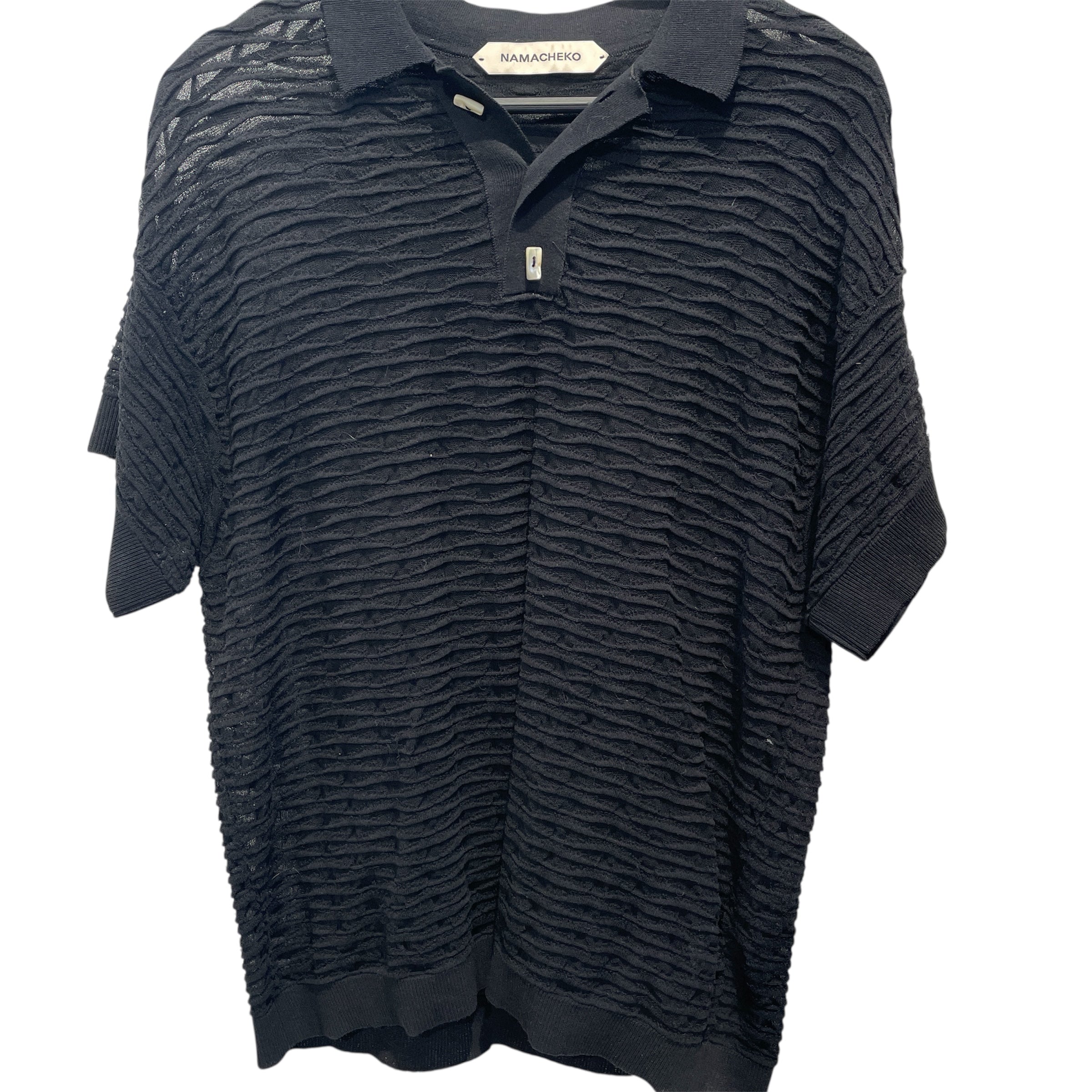 Namachenko/Polo Shirt/M/Cotton/BLK/Plain/Textured view 1