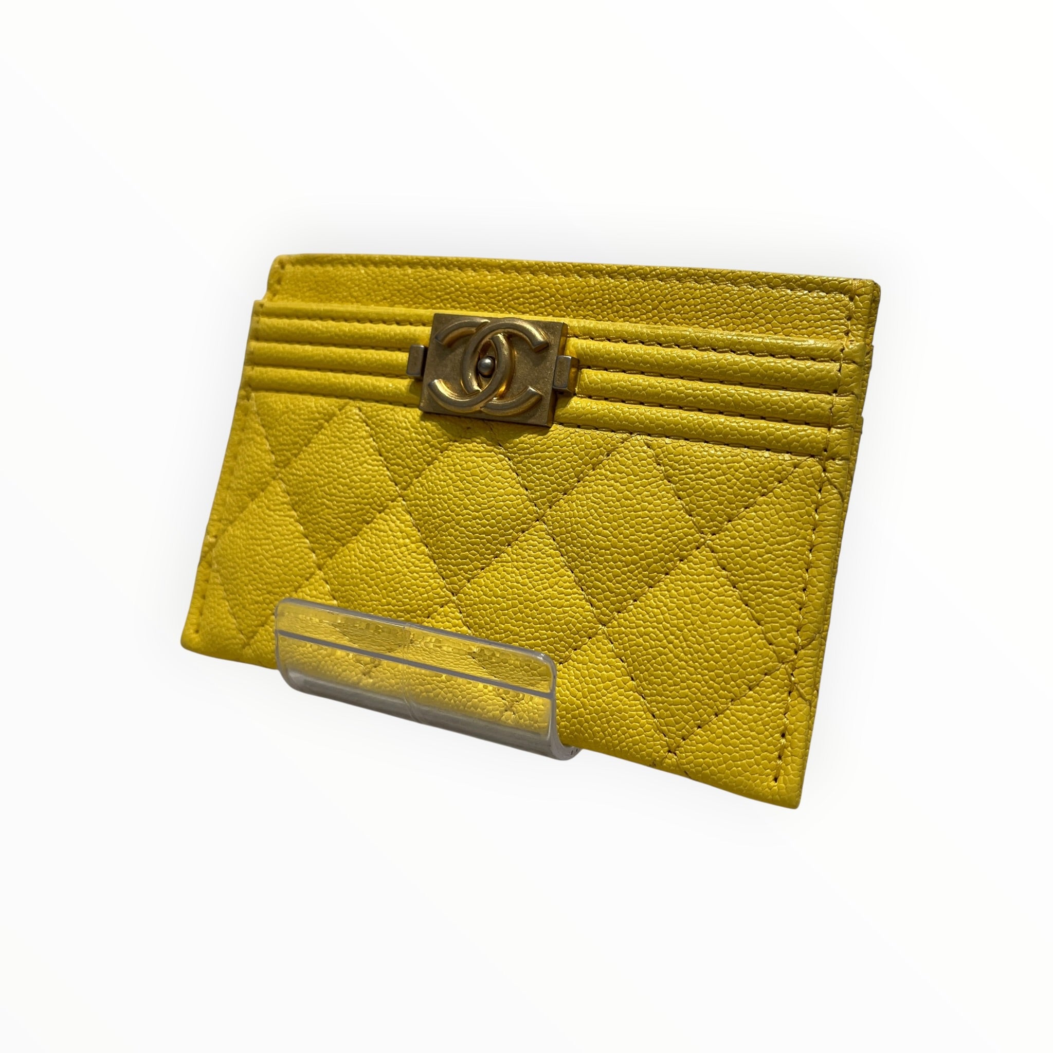CHANEL/Card Case/Leather/YEL/L's/Quilted caviar view 1