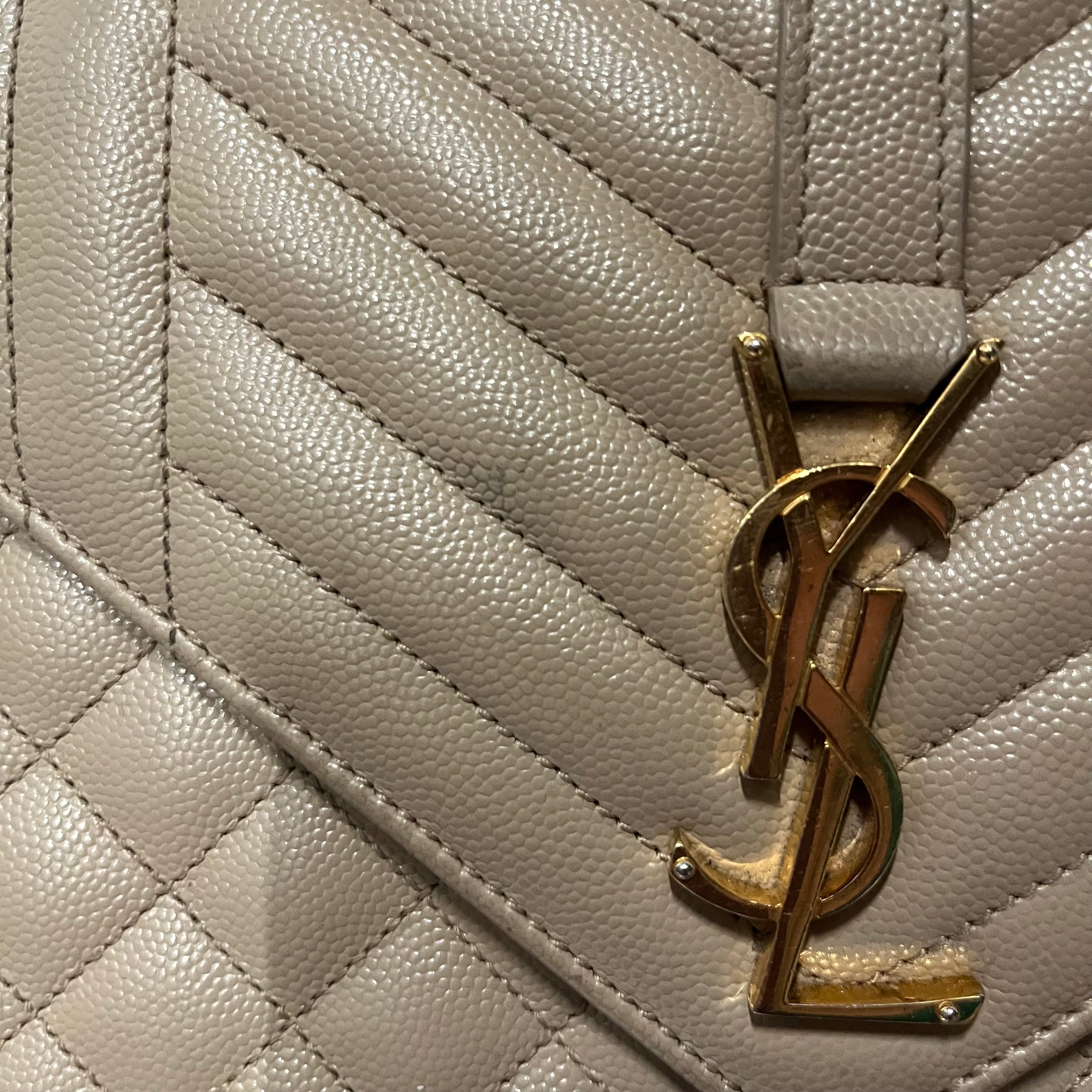 YVES SAINT LAURENT/Cross Body Bag/Leather/BEG/Quilted Envelope Medium view 6