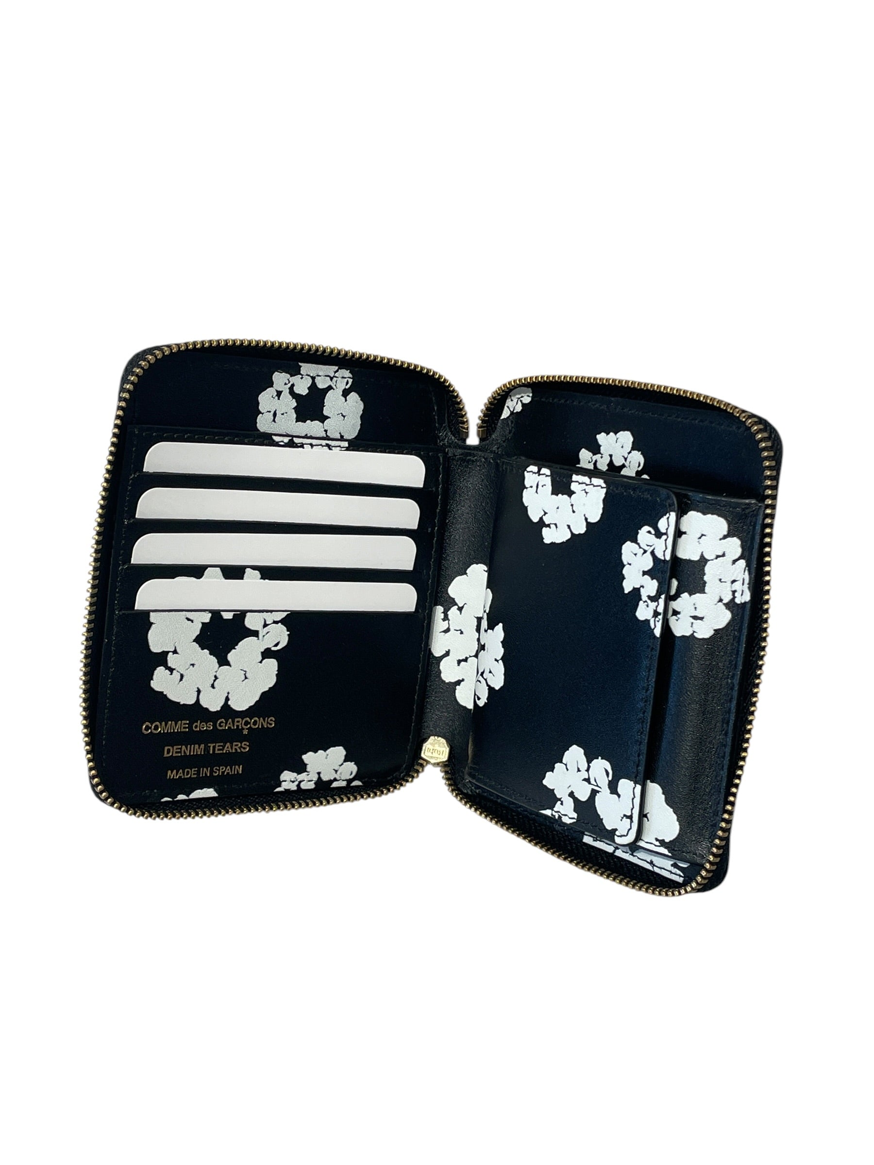 COMME des GARCONS/DENIM TEARS/Bifold Wallet/Leather/BLK/ view 6