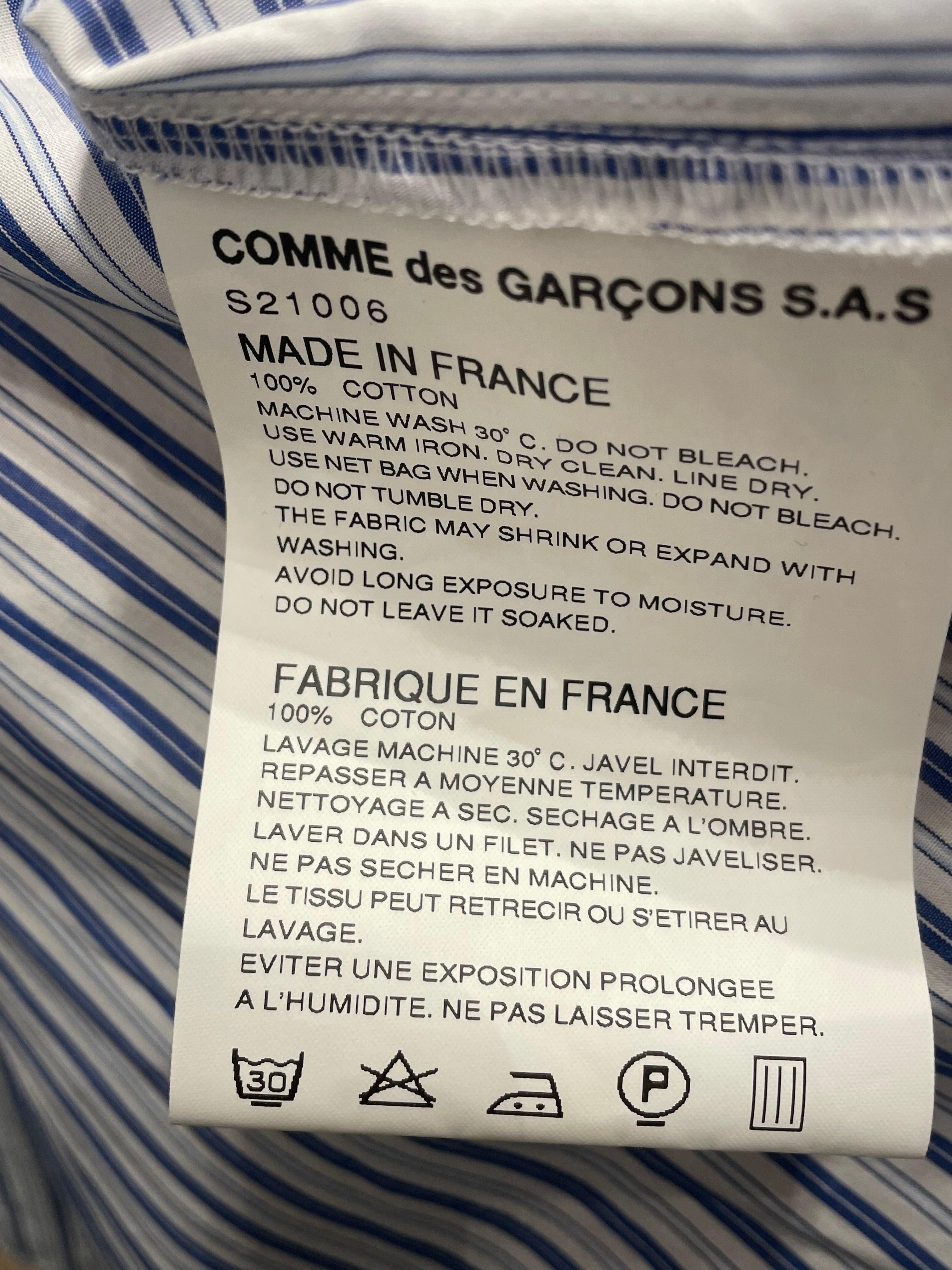 COMME des GARCONS SHIRT/LS Shirt/Cotton/BLU/Stripe/STRIPED BUTTON UP GREY PITS view 4