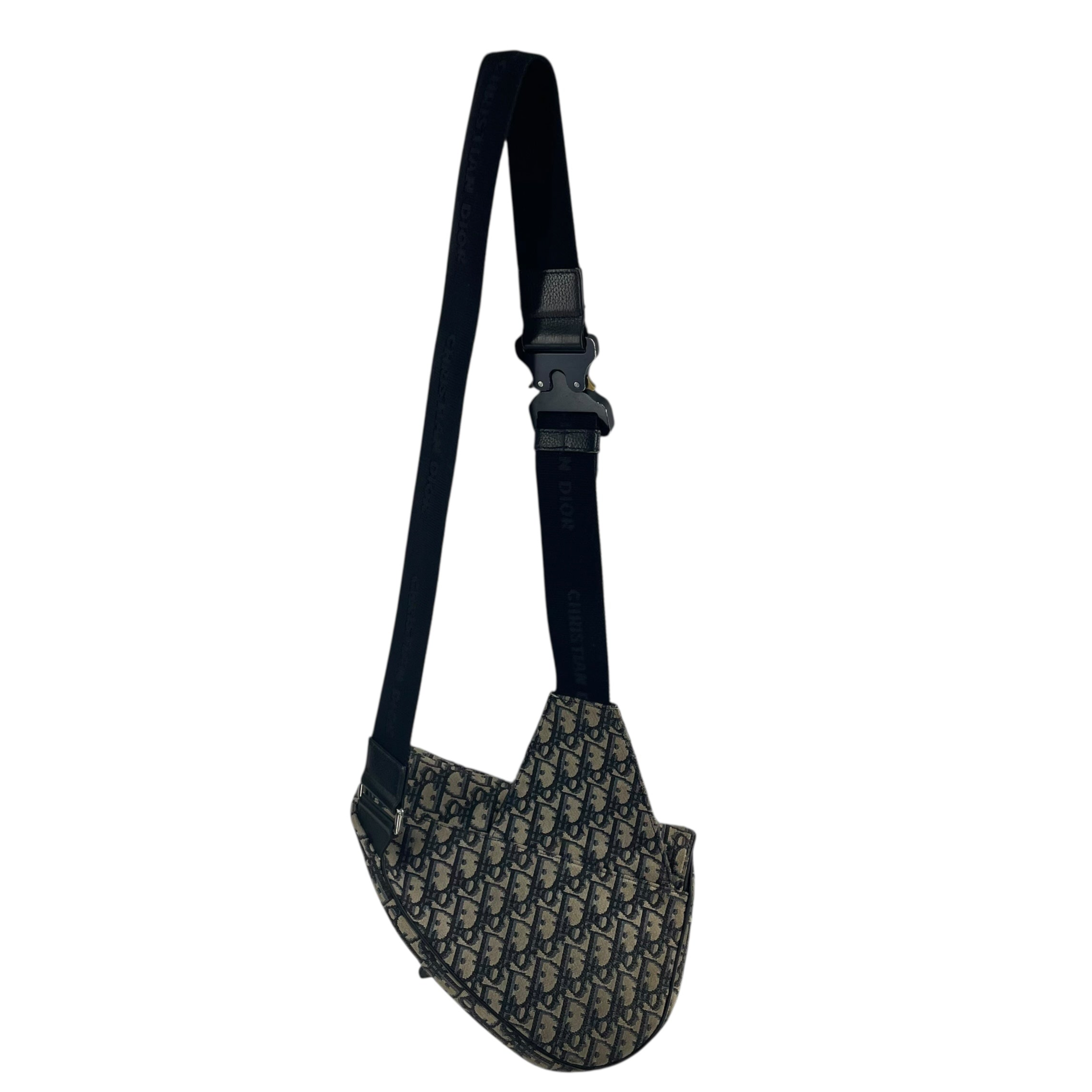 Christian Dior/Cross Body Bag/Monogram/Cotton/GRY/SADDLE + CLIP view 7