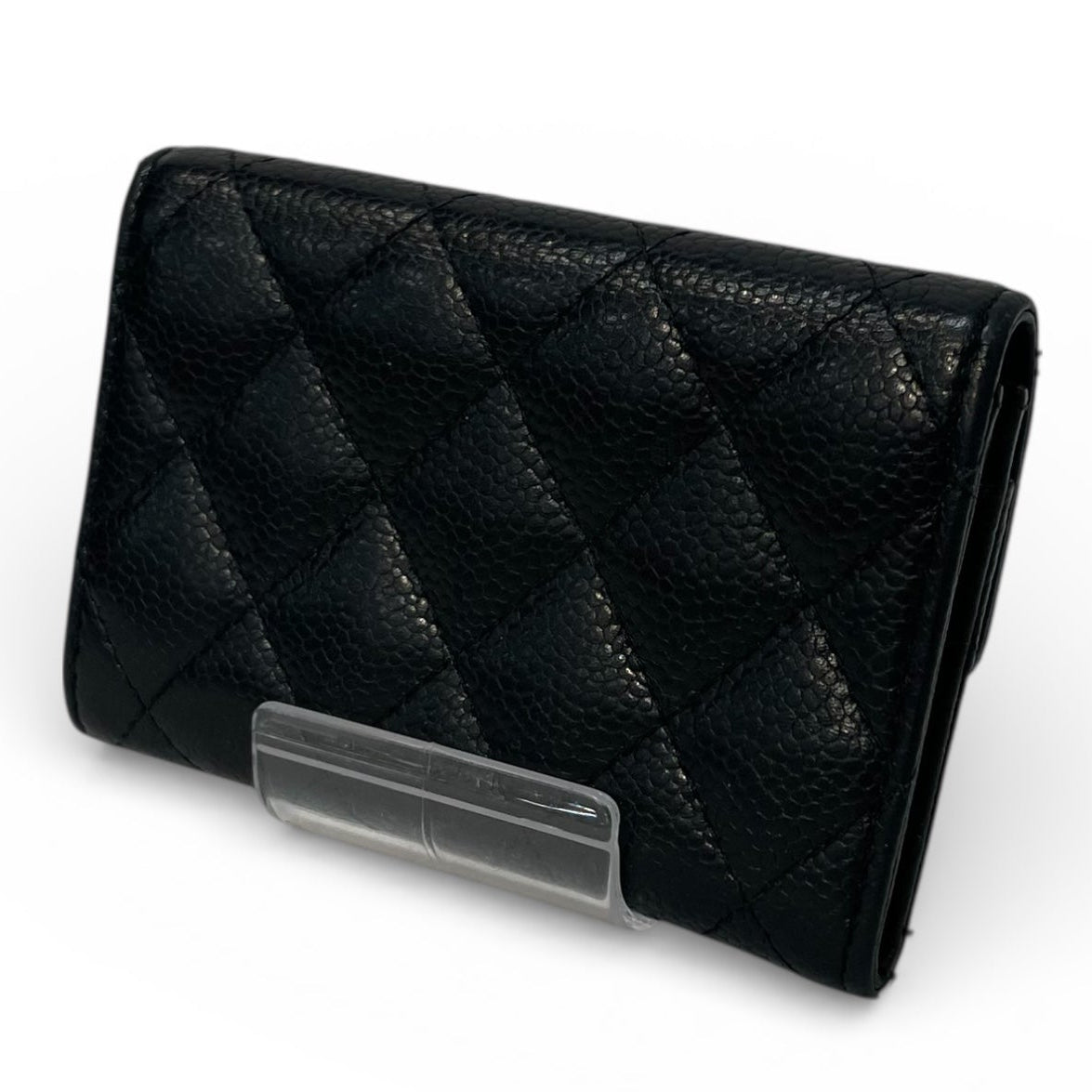 CHANEL/Bifold Wallet/Leather/BLK/CC INTERLOCK LOGO COMPACT WALL view 2