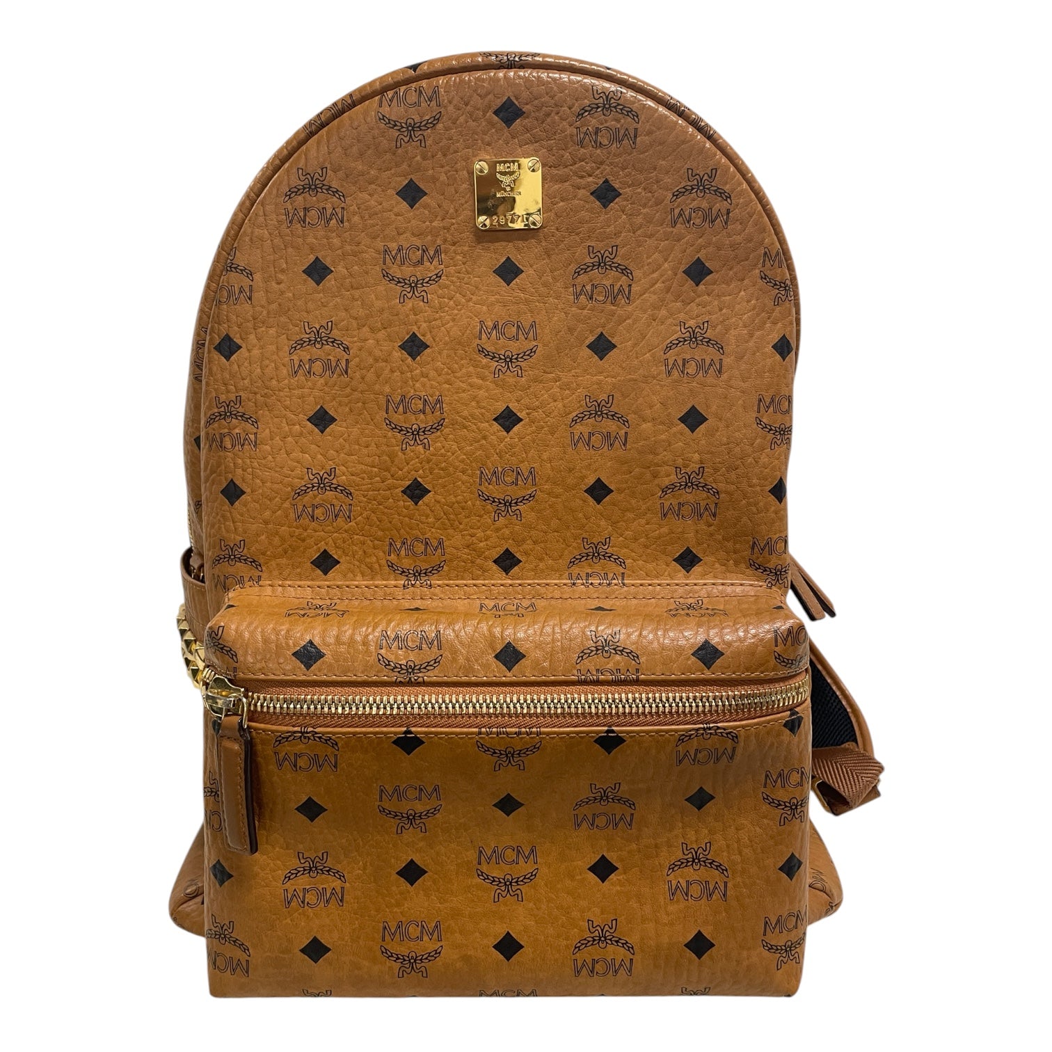 MCM/Backpack/Monogram/Leather/BRW/BRWN/BLK LOGO/GLD HRDWRE view 1