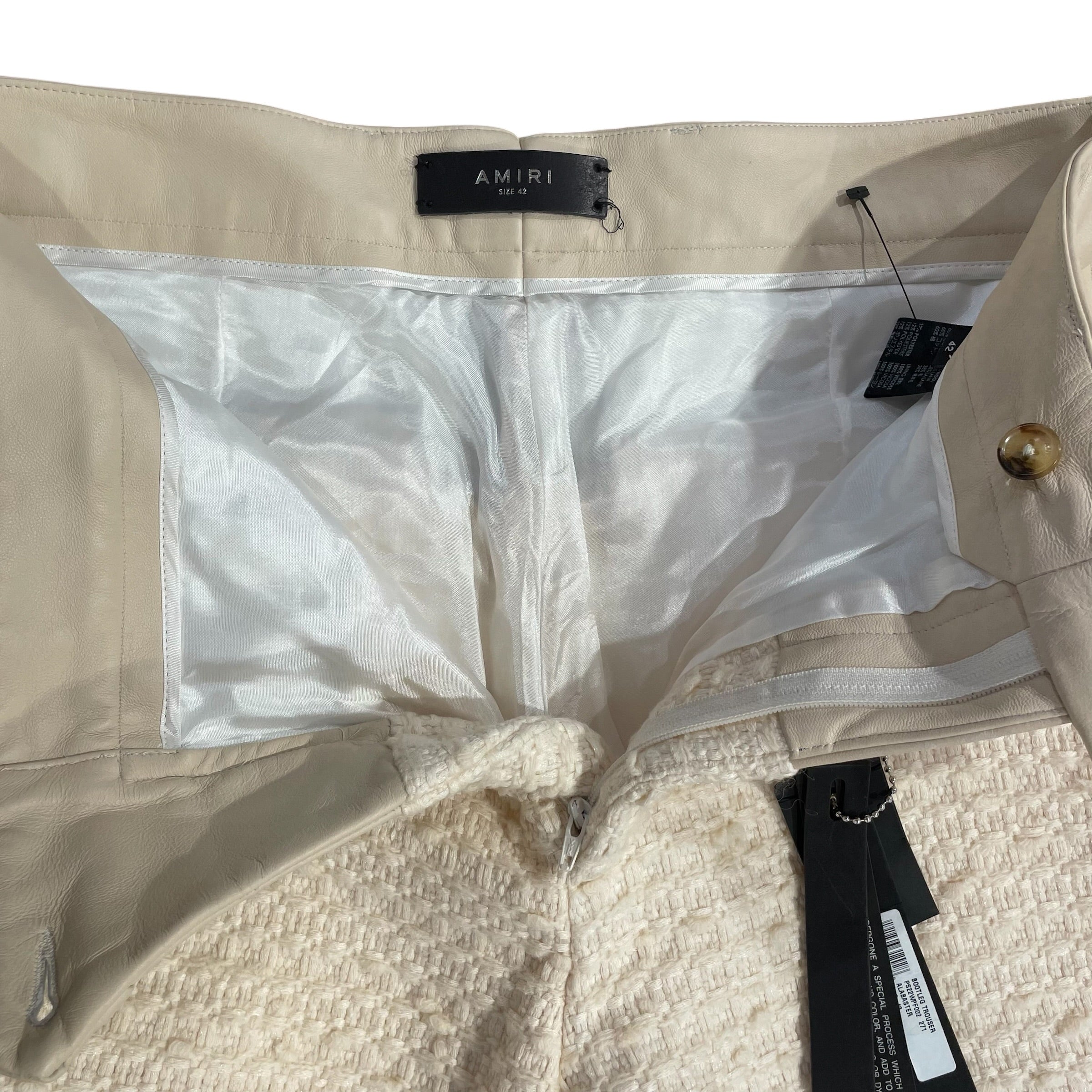 AMIRI/Bootcut Pants/42/Cotton/CRM/COTTON BLEND\LEATHER TRIM view 7