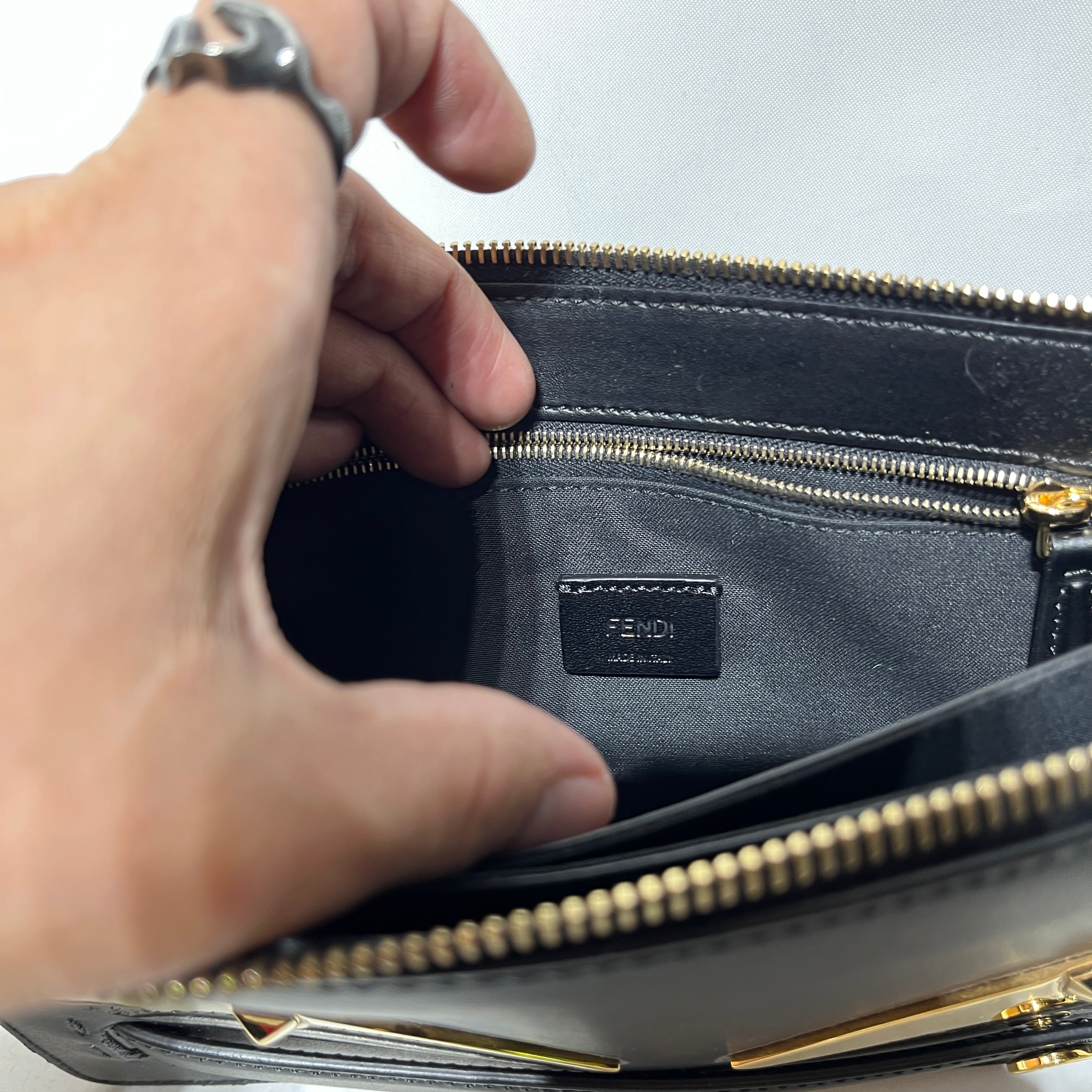 FENDI/Pouch/Leather/BLK/GOLD EYE POUCH view 5