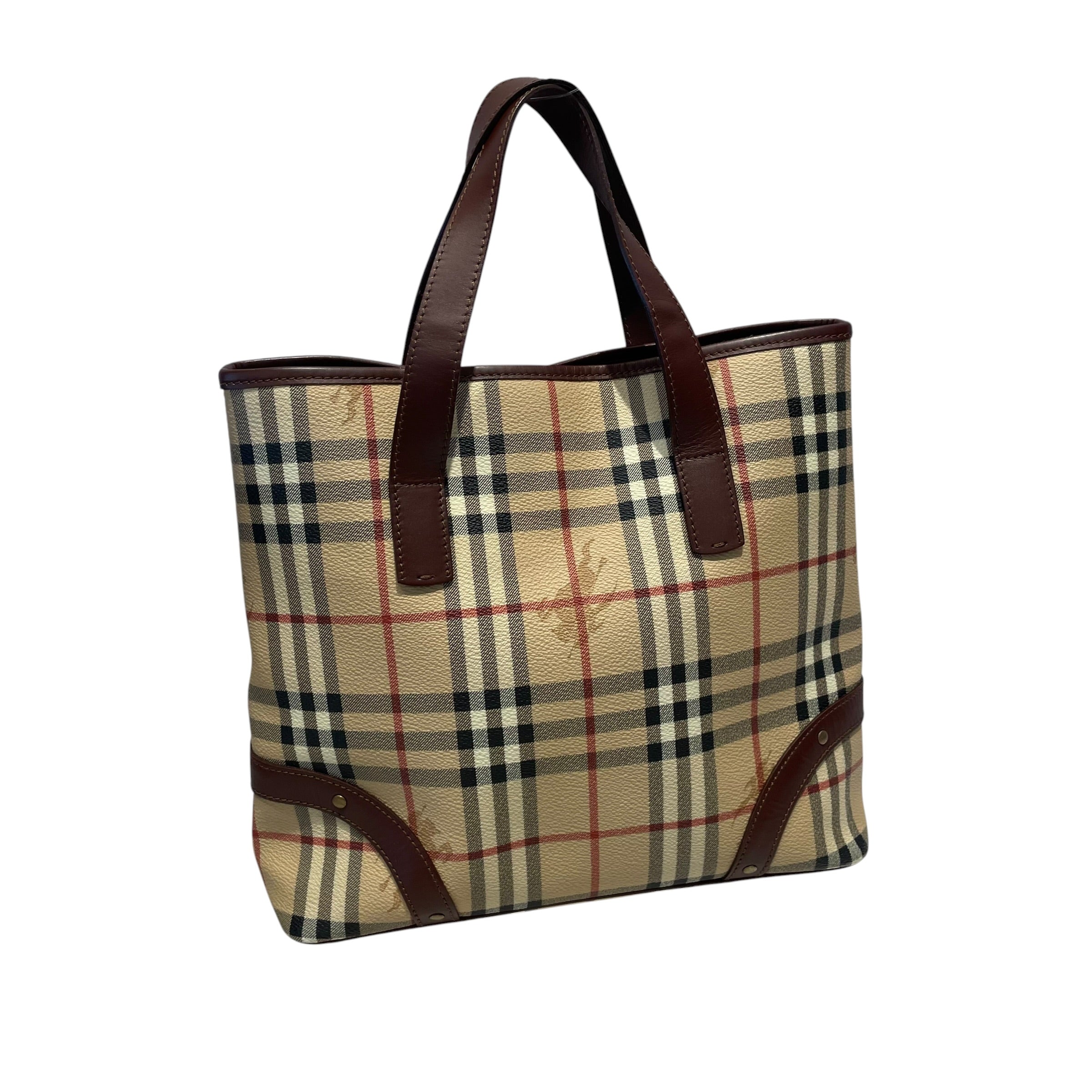 BURBERRY LONDON/Tote Bag/Plaid/Leather/BRW/Haymarket Check view 3