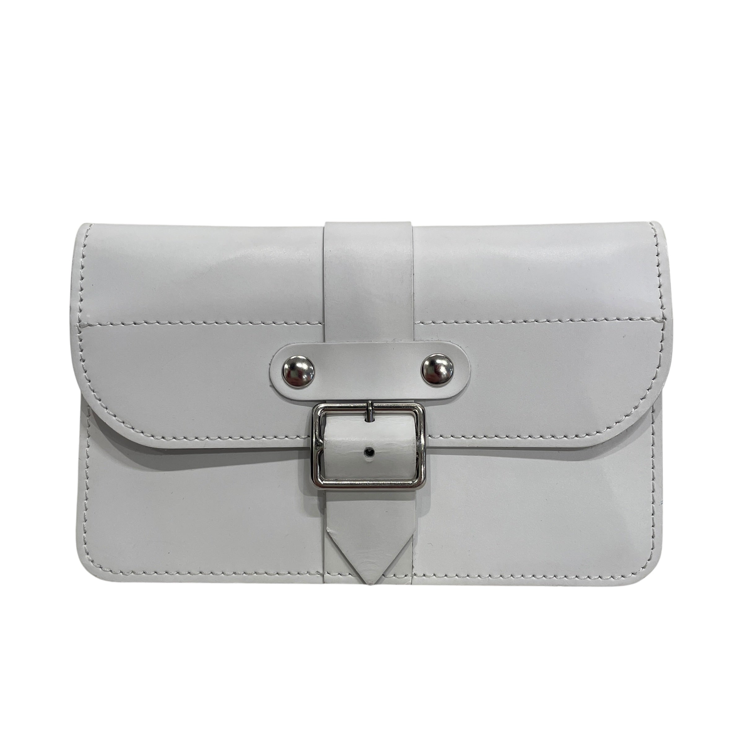 COMME des GARCONS/Wallet/Leather/WHT/BUCKLE W 2 SIL BUTTONS FRONT view 1