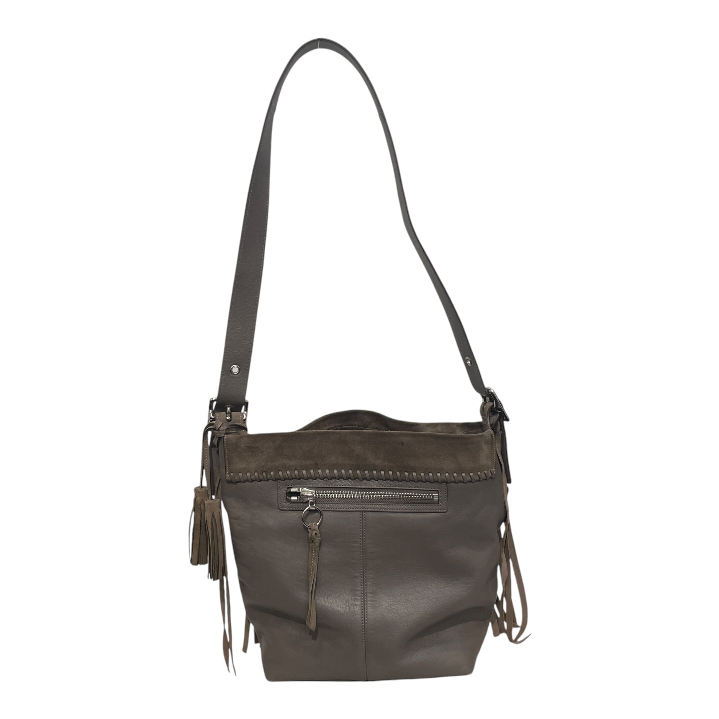 COACH/Cross Body Bag/Leather/GRY/BRW/GRAY SUEDE FRINGE TOTE view 1