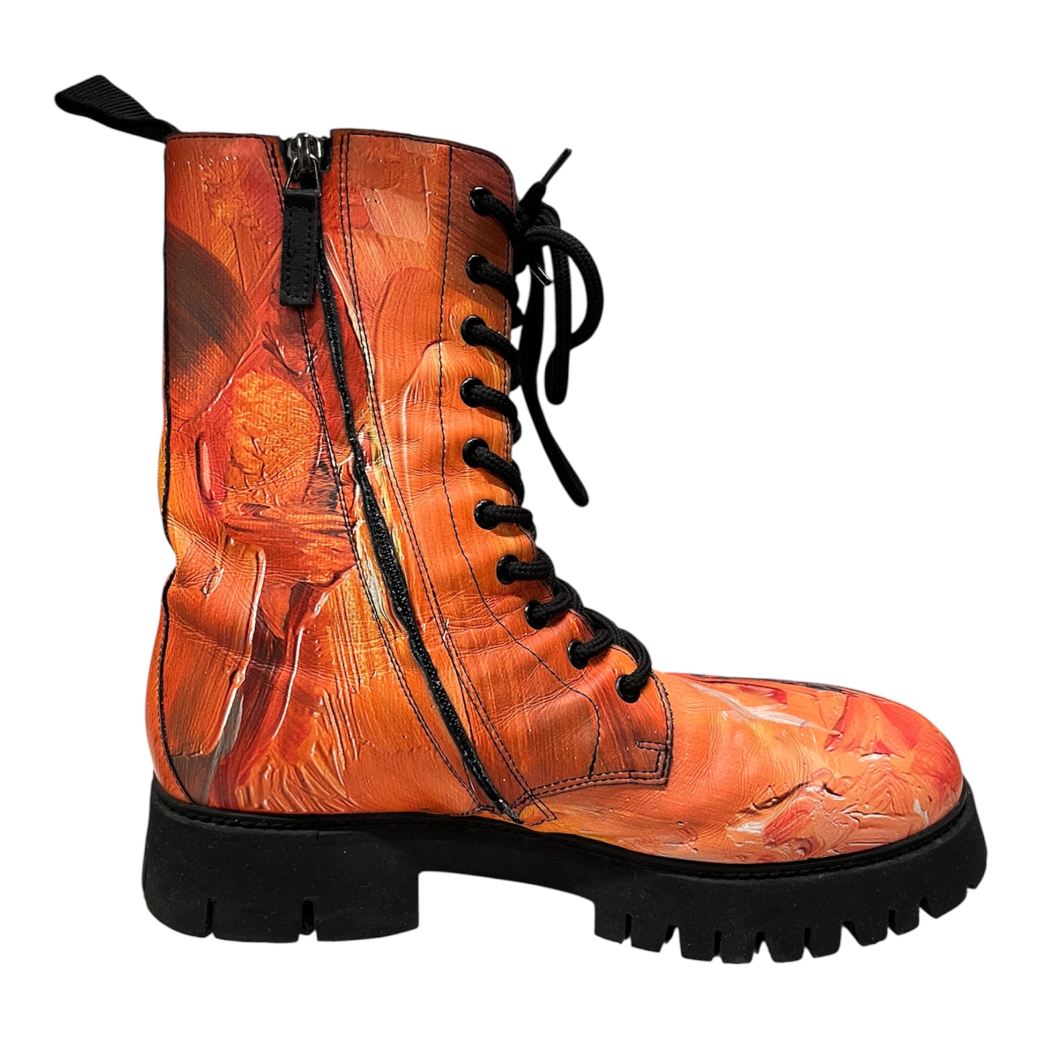MOSCHINO/Lace Up Boots/US 9/Graphic/ORN/ view 3