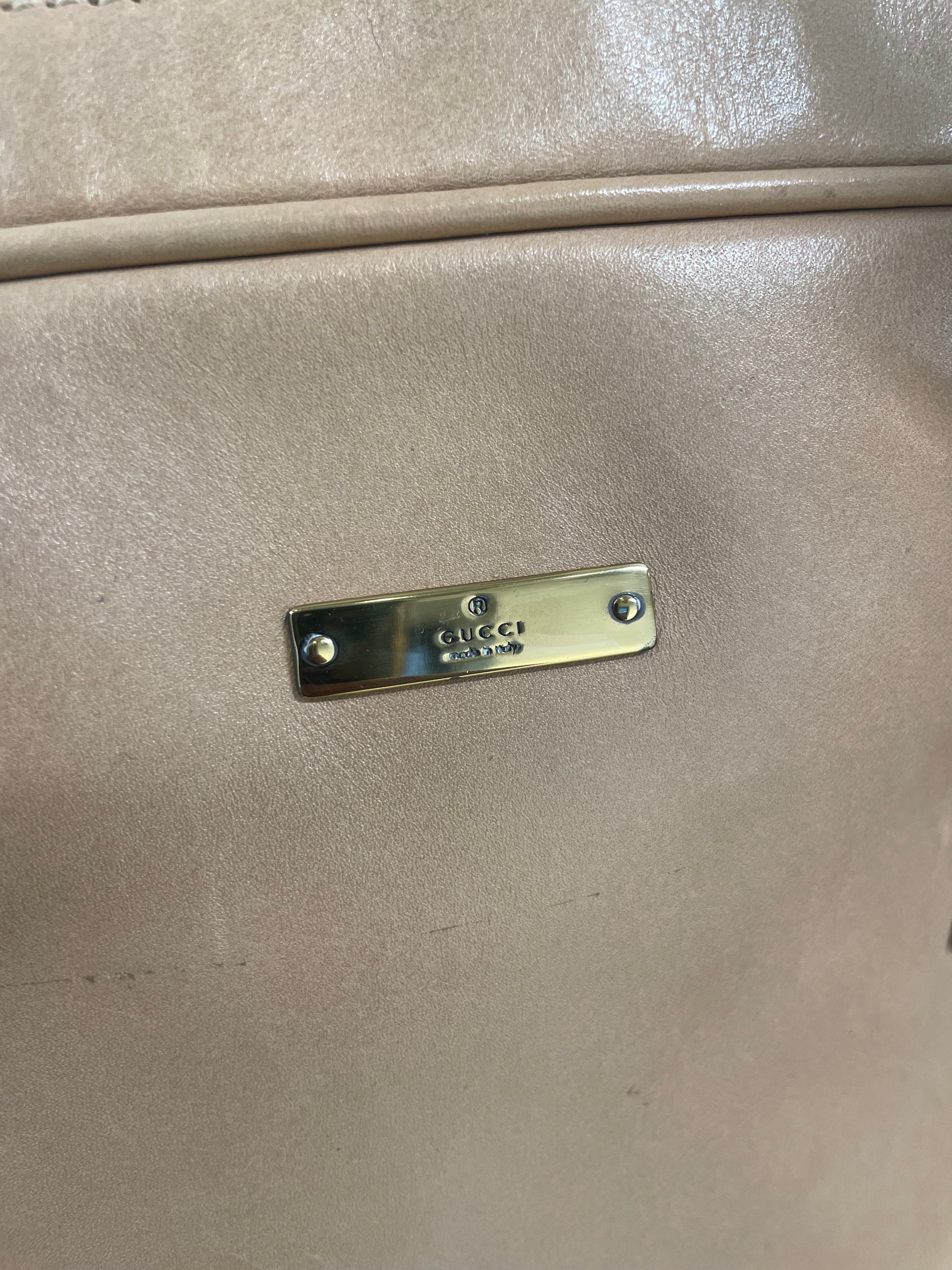 GUCCI/Hand Bag/Leather/BEG/CALFSKIN/ZIPPER LOGO view 3