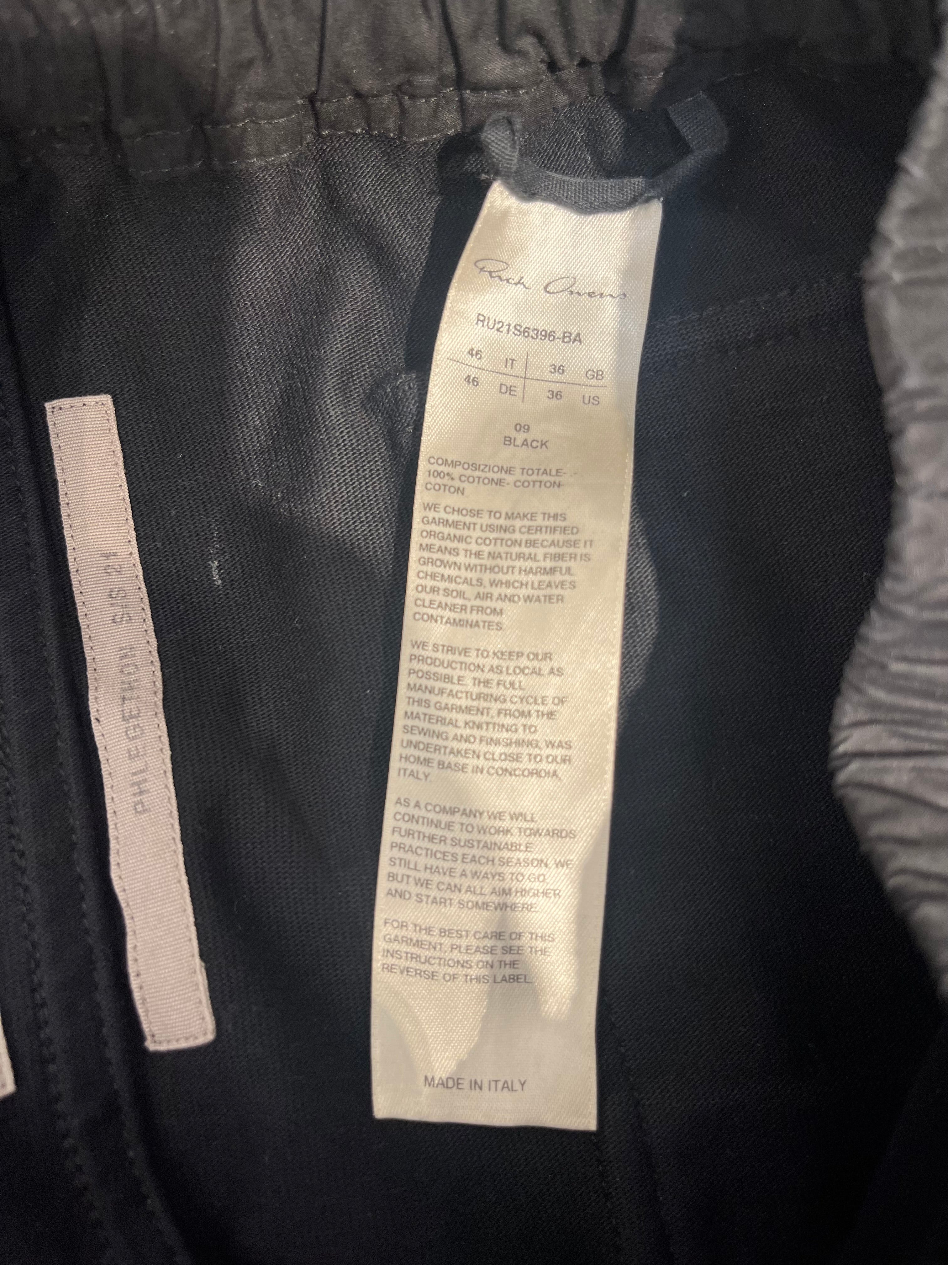 Rick Owens/Bottoms/46/Cotton/BLK/CARGO SWEATS view 3