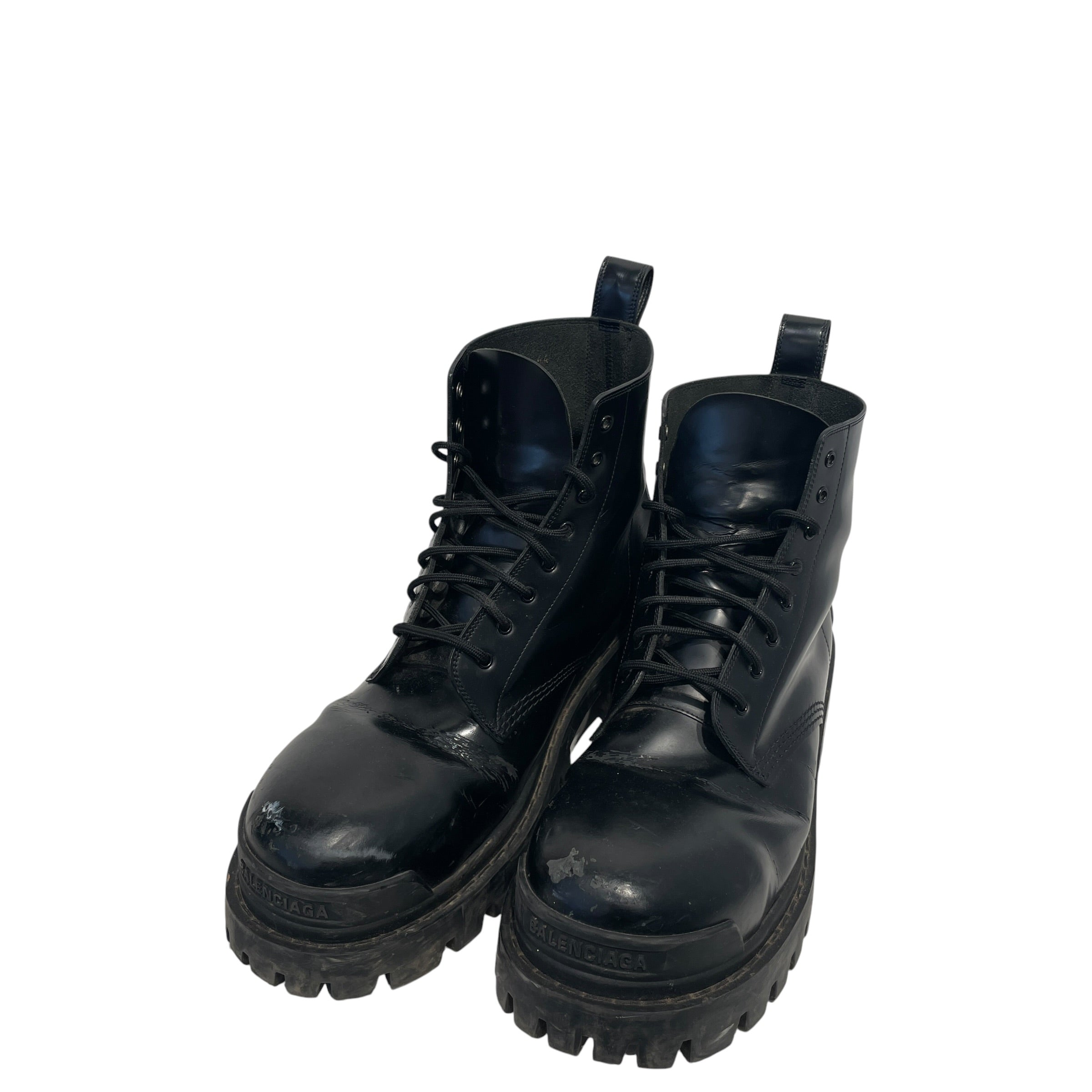 BALENCIAGA/Lace Up Boots/EU 44/Leather/BLK/STRIKE view 1