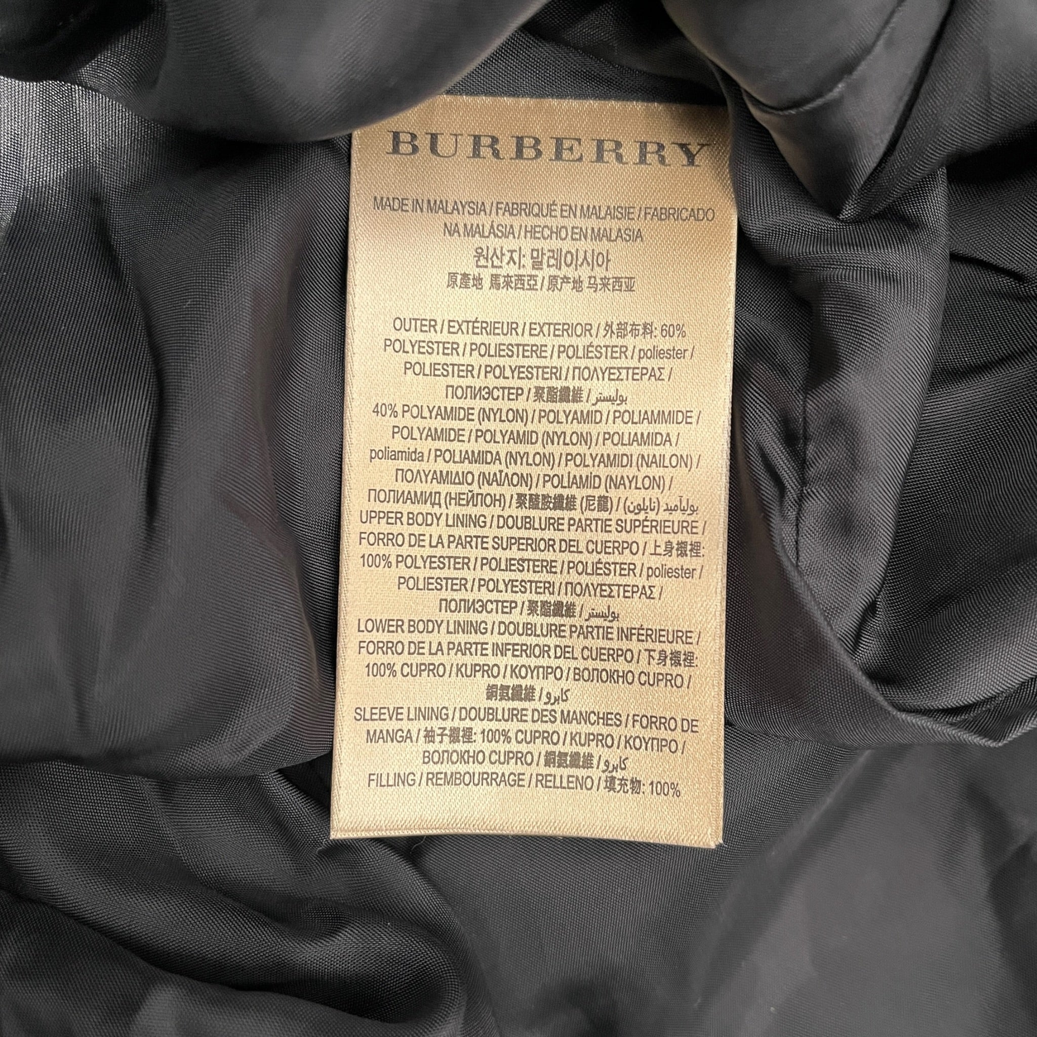 BURBERRY LONDON/Puffer Coat/S/Nylon/NVY/black buttons view 4