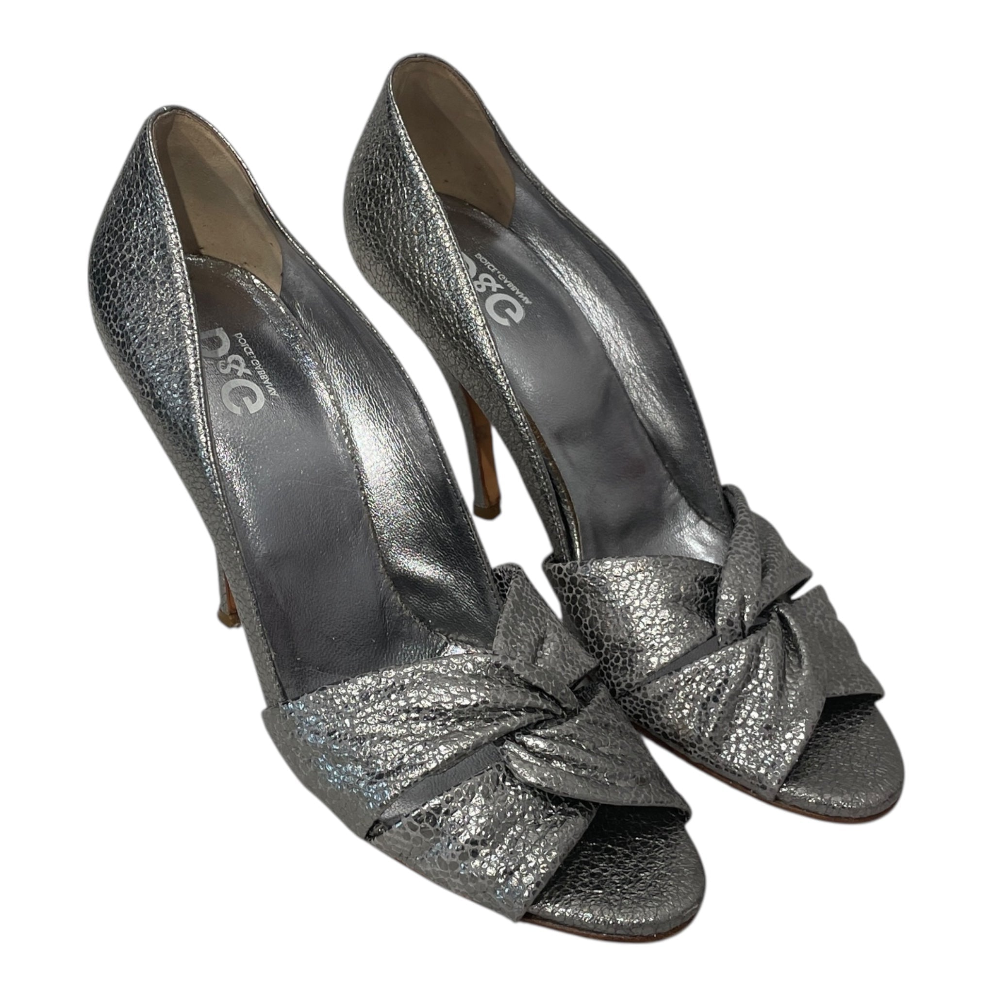 DOLCE&GABBANA/Heels/EU 40/Leather/SLV/SILVER LEEATHER HEELS view 1