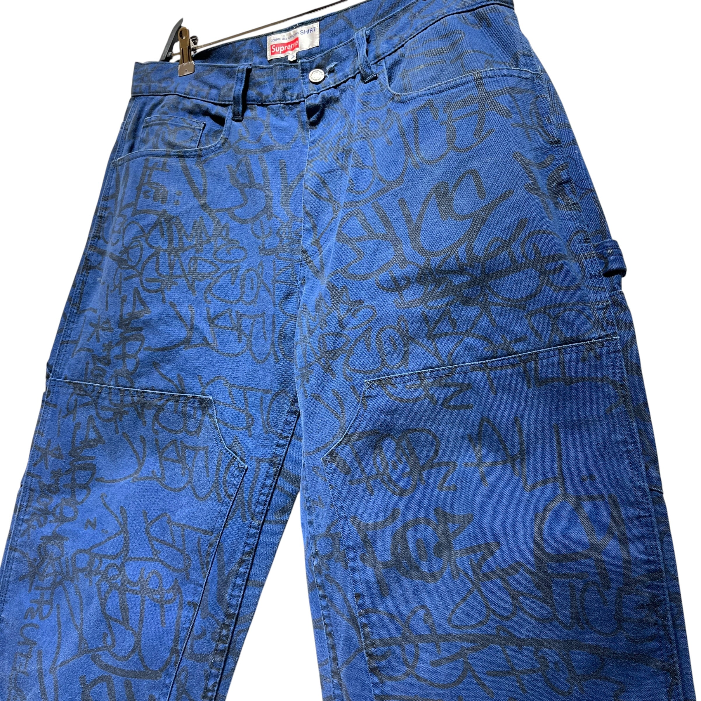 COMME des GARCONS SHIRT/Supreme/Carpenter Pants/34/Denim/NVY/All Over Print/ view 3