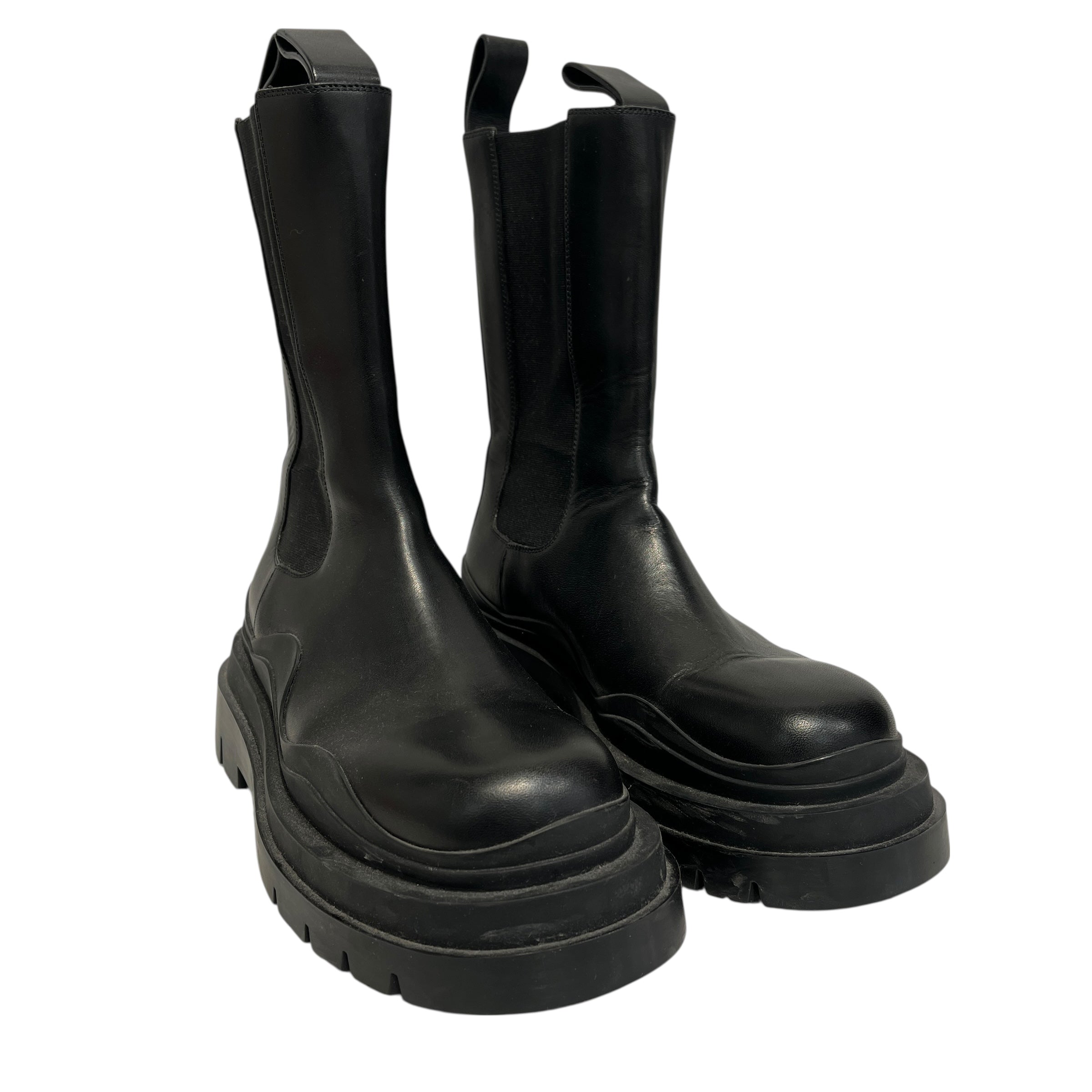 BOTTEGA VENETA/Boots/EU 37.5/Leather/BLK/TIRE BOOTS view 1