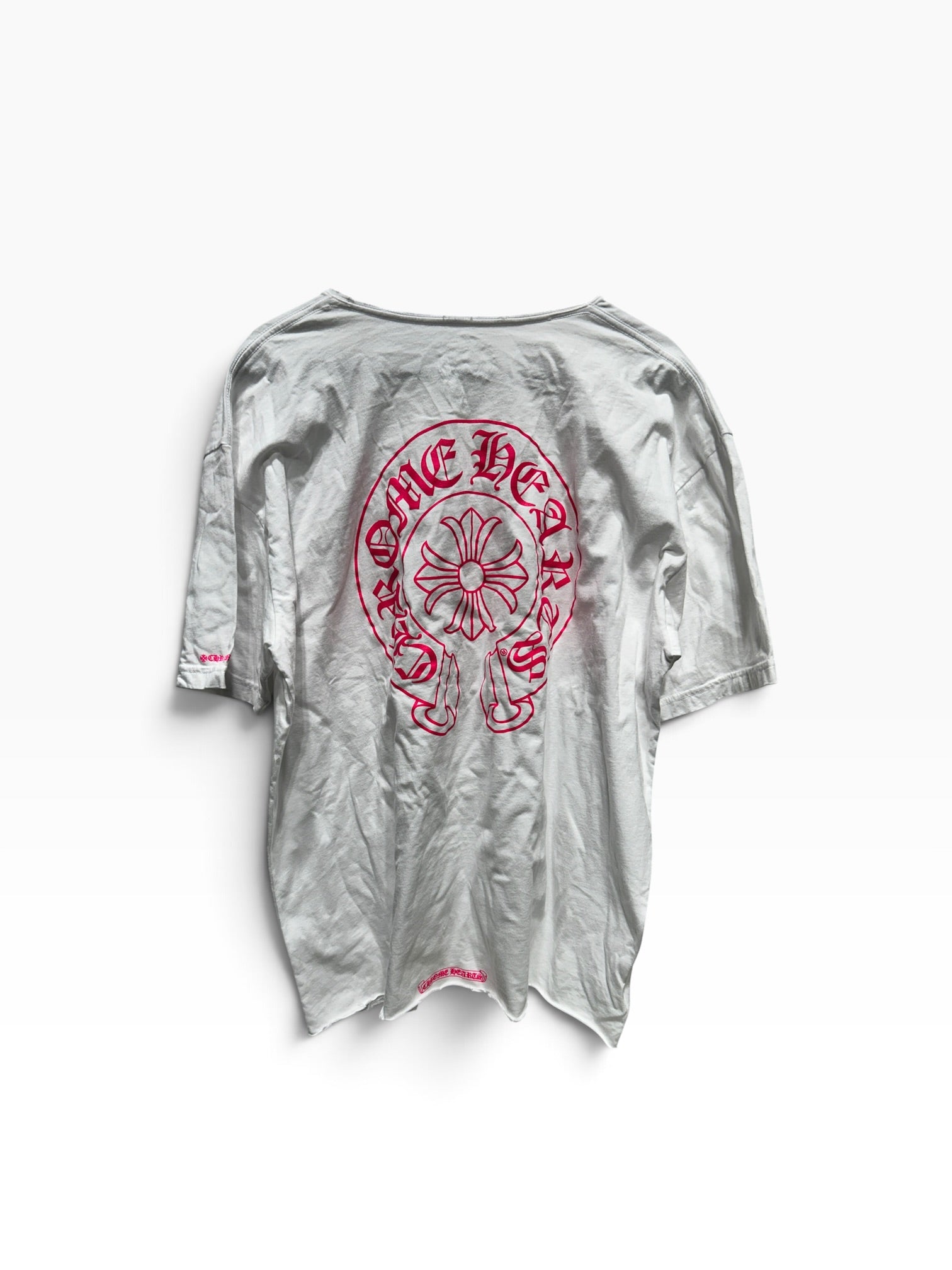 CHROME HEARTS/T-Shirt/XXL/Cotton/WHT/pink horseshoe view 2