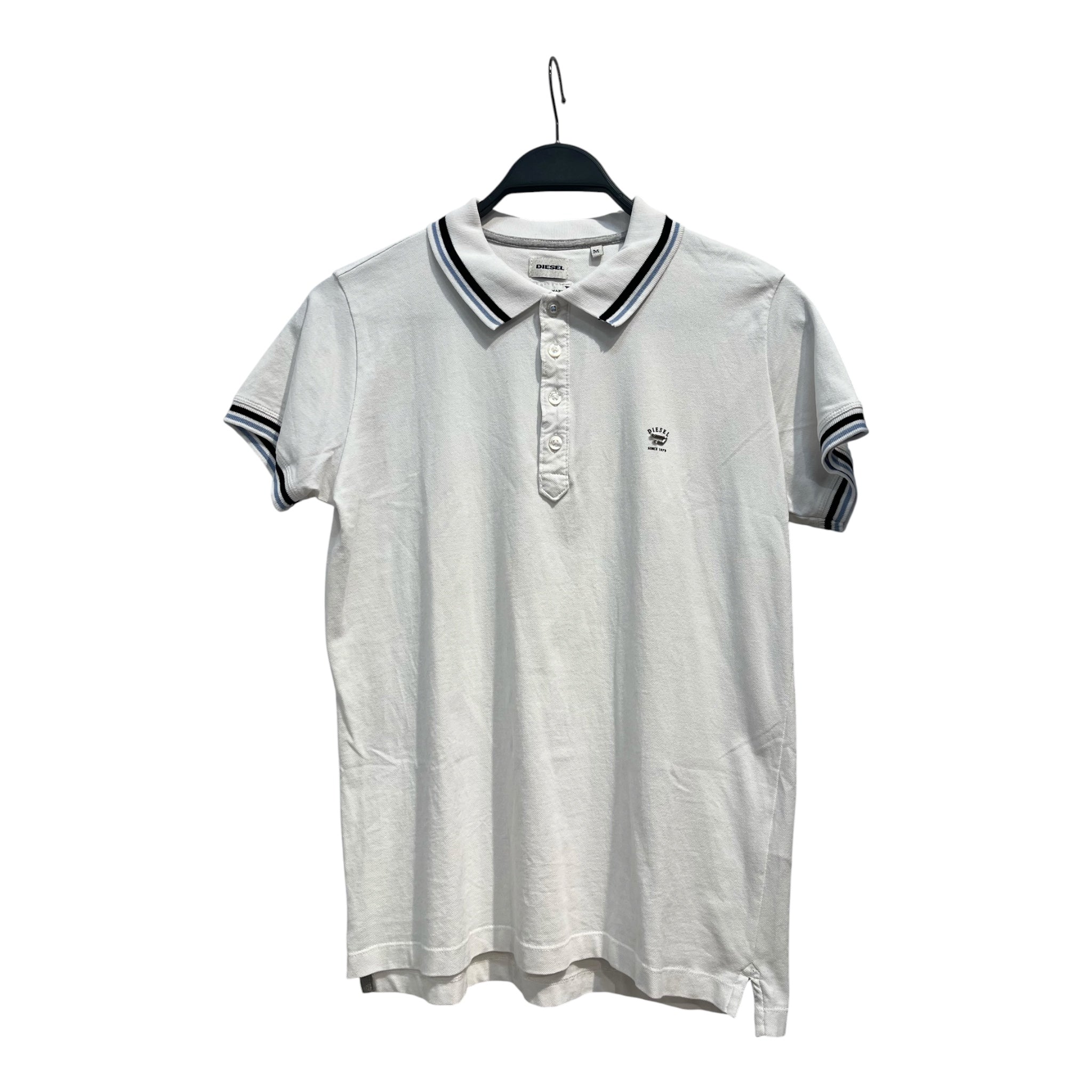 DIESEL/Polo Shirt/M/Cotton/WHT/BLK/BLU STRIPE BOARDERS view 1