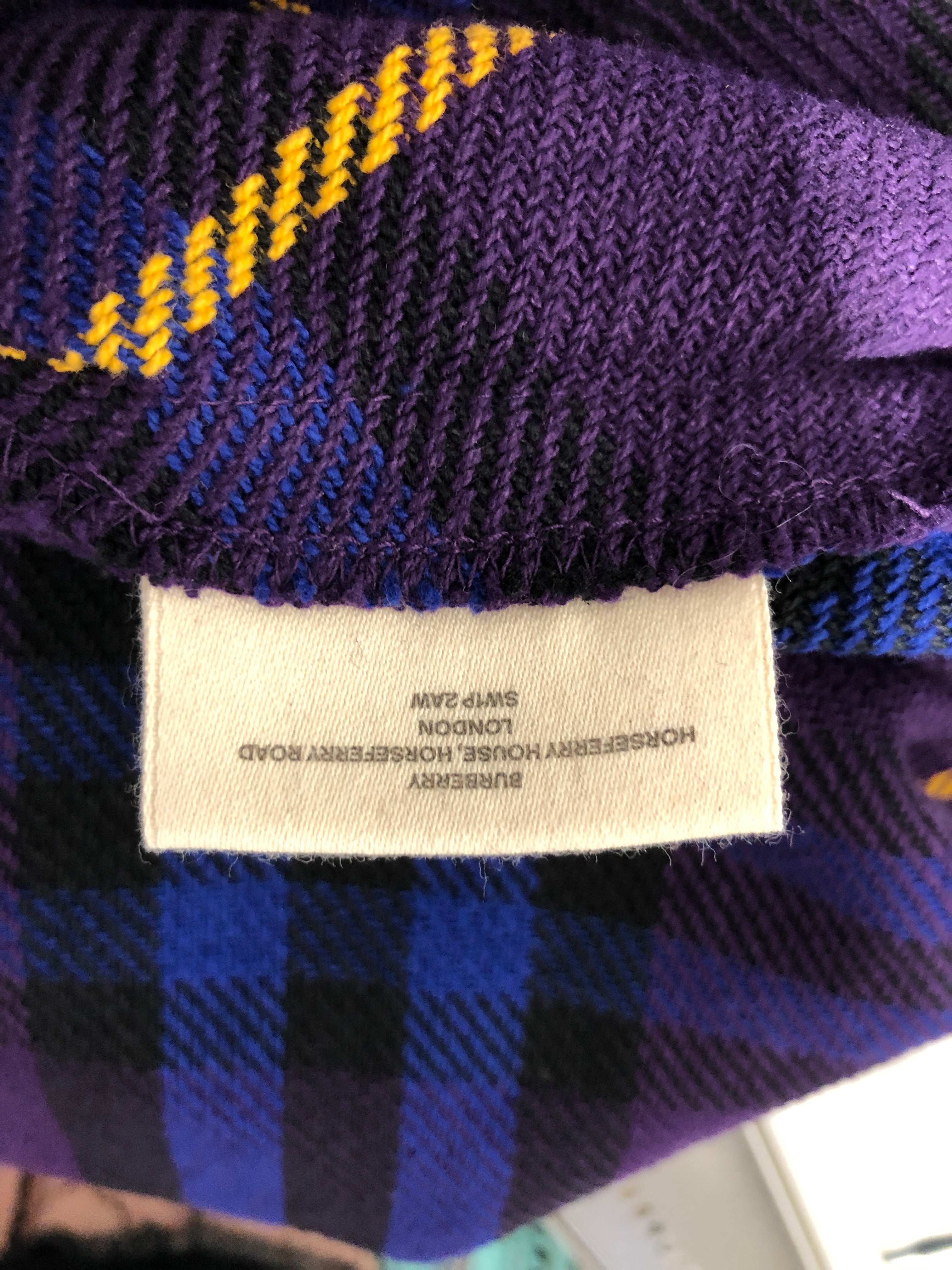 BURBERRY/Tote Bag/Plaid/Cotton/PPL/PURPLE YELLOW BLUE BIG TOTE view 4