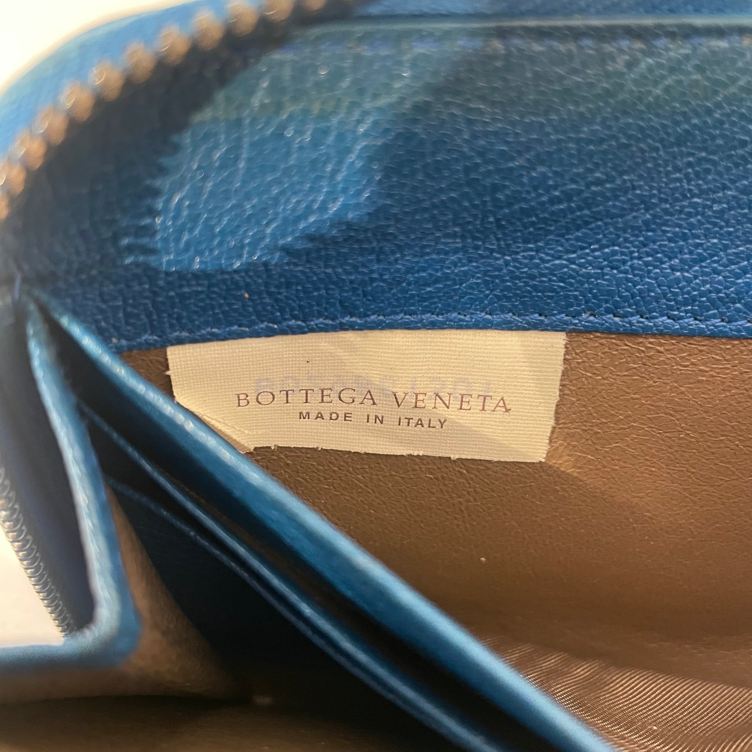 BOTTEGA VENETA/Long Wallet/Leather/GRN/Blue Interior view 6