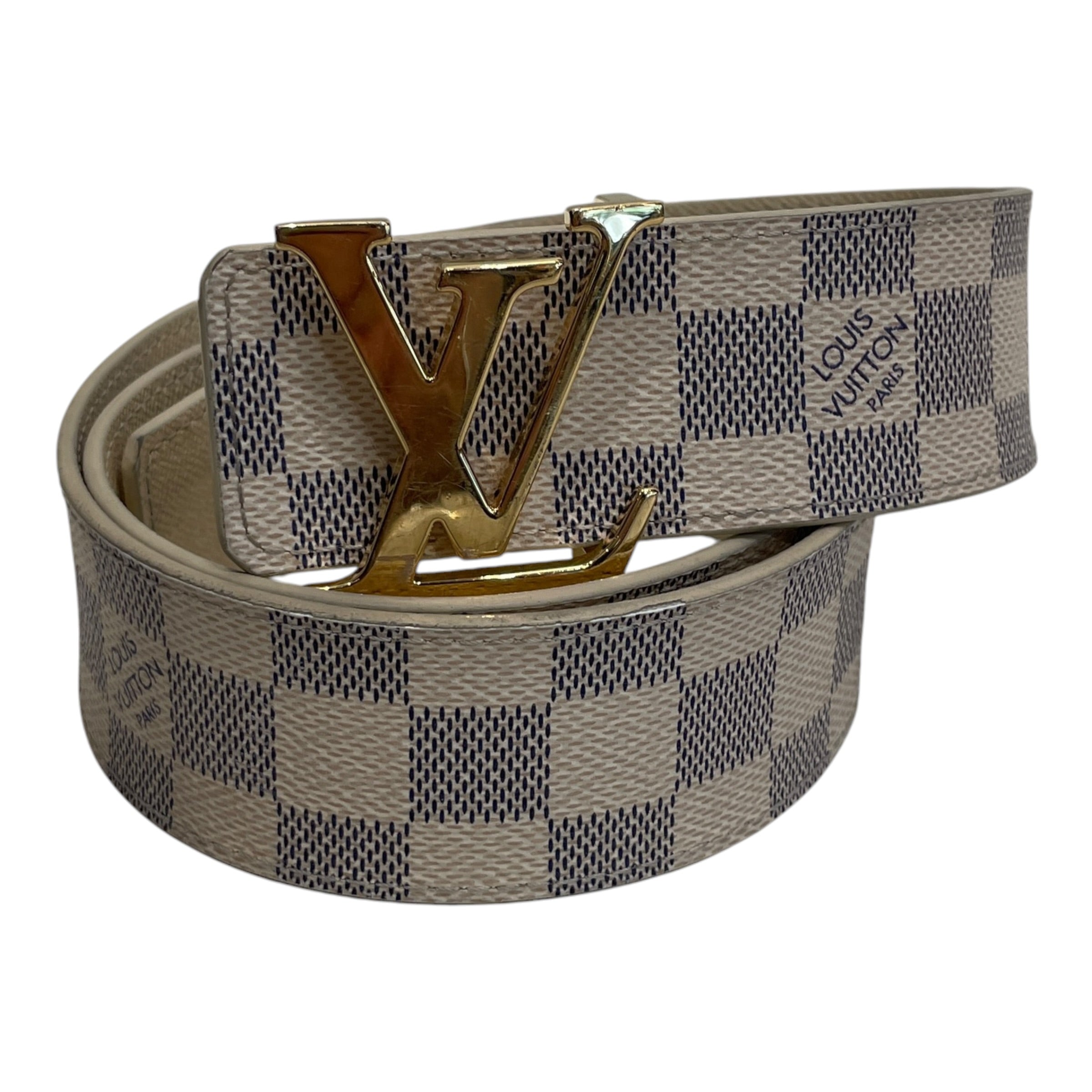 LOUIS VUITTON/Belt/Monogram/Leather/BEG/NAVY MONOGRAM GLD BUCKLE view 1