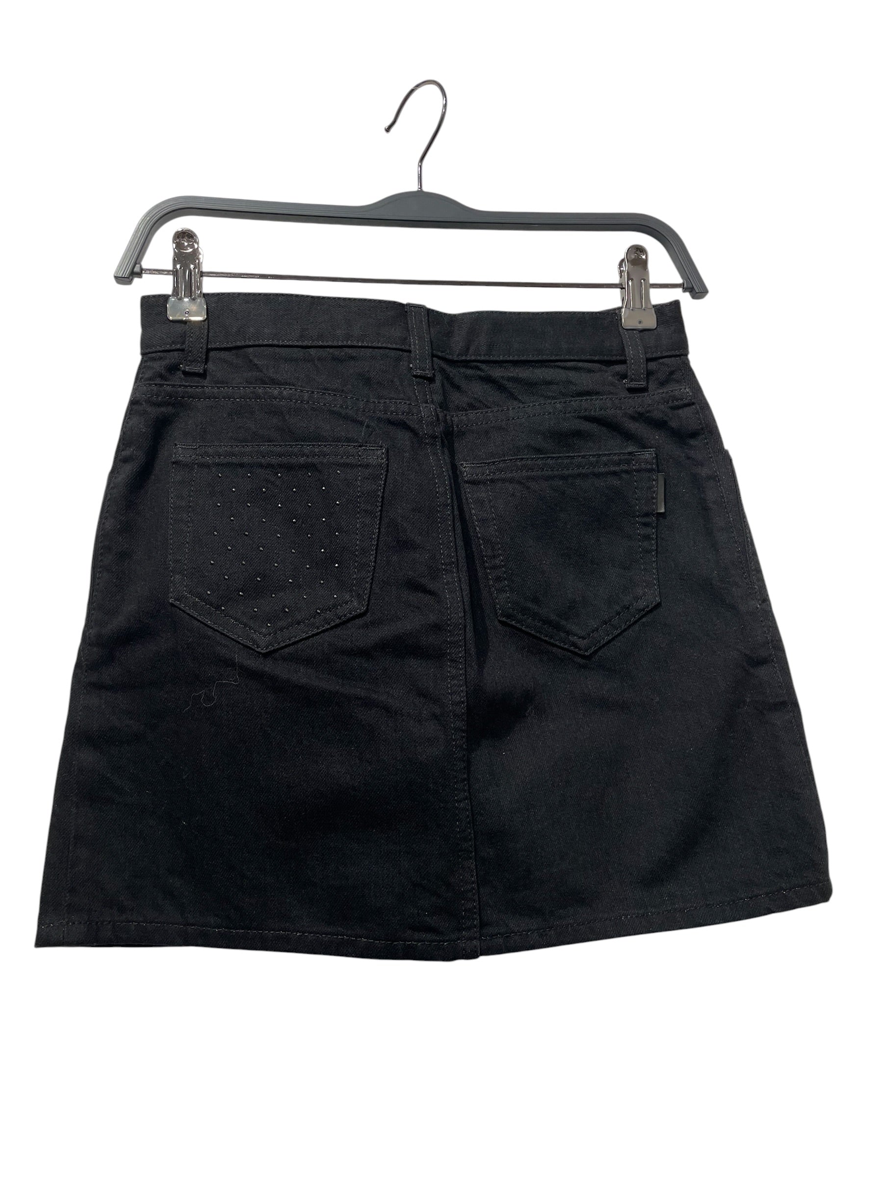 SAINT LAURENT/Skirt/25/Cotton/BLK/STUDDED BACK POCKET SKIRT view 2