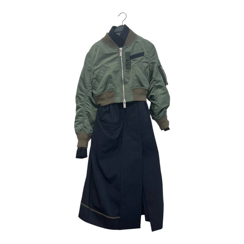 Sacai/Puffer Jkt/2/Wool/NVY/GREEN BOMBER/TRENCH COAT