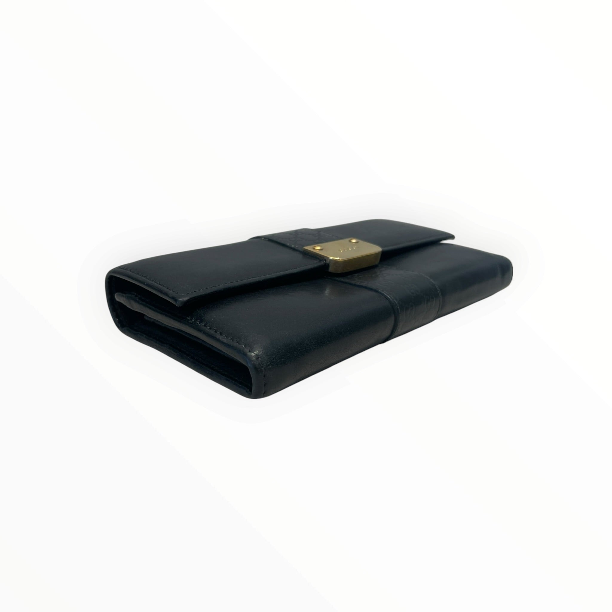 GUCCI/Long Wallet/Leather/BLK/L's/Guccissima- Gold Hardware view 9