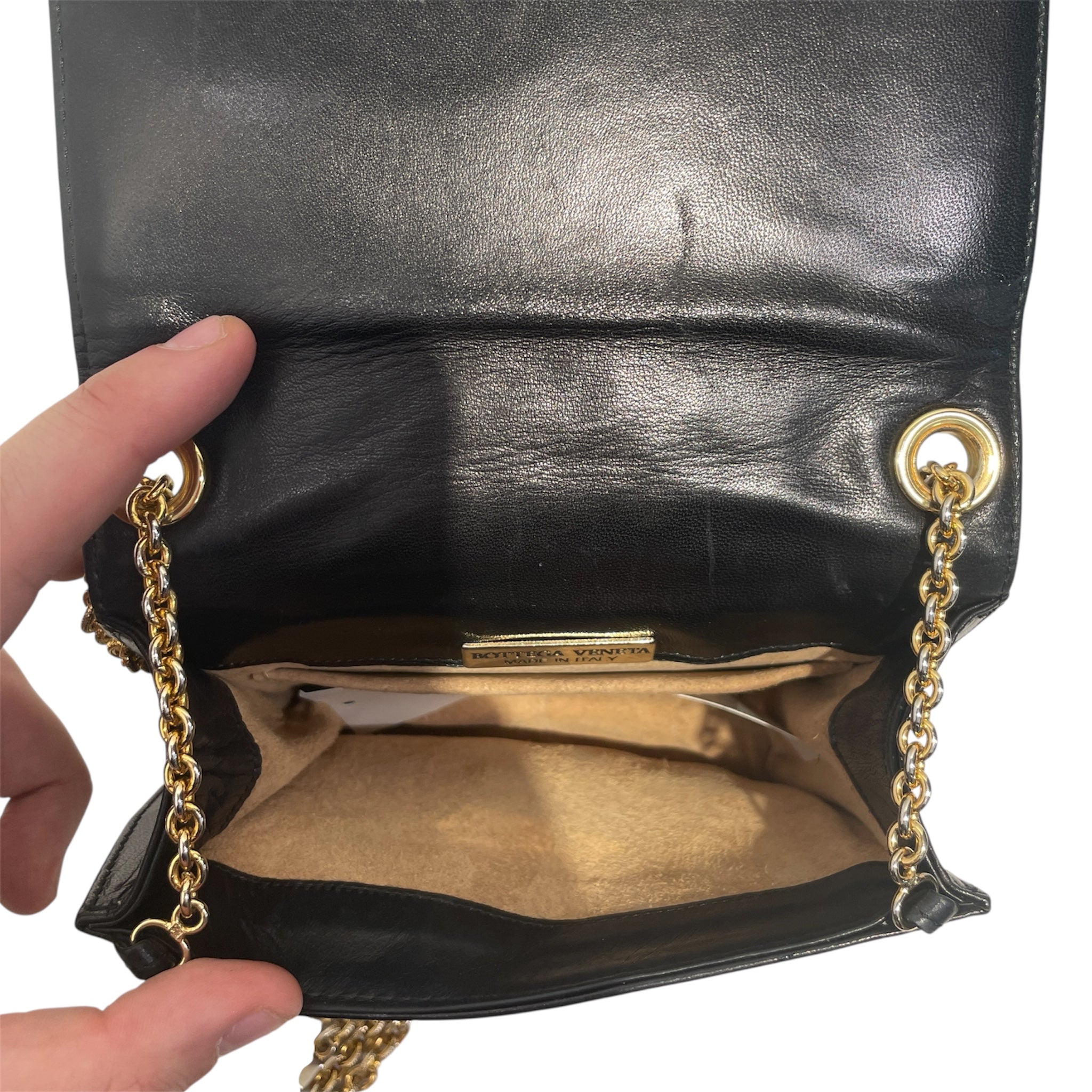BOTTEGA VENETA/Cross Body Bag/Leather/BLK/intrecciato crossbody view 4