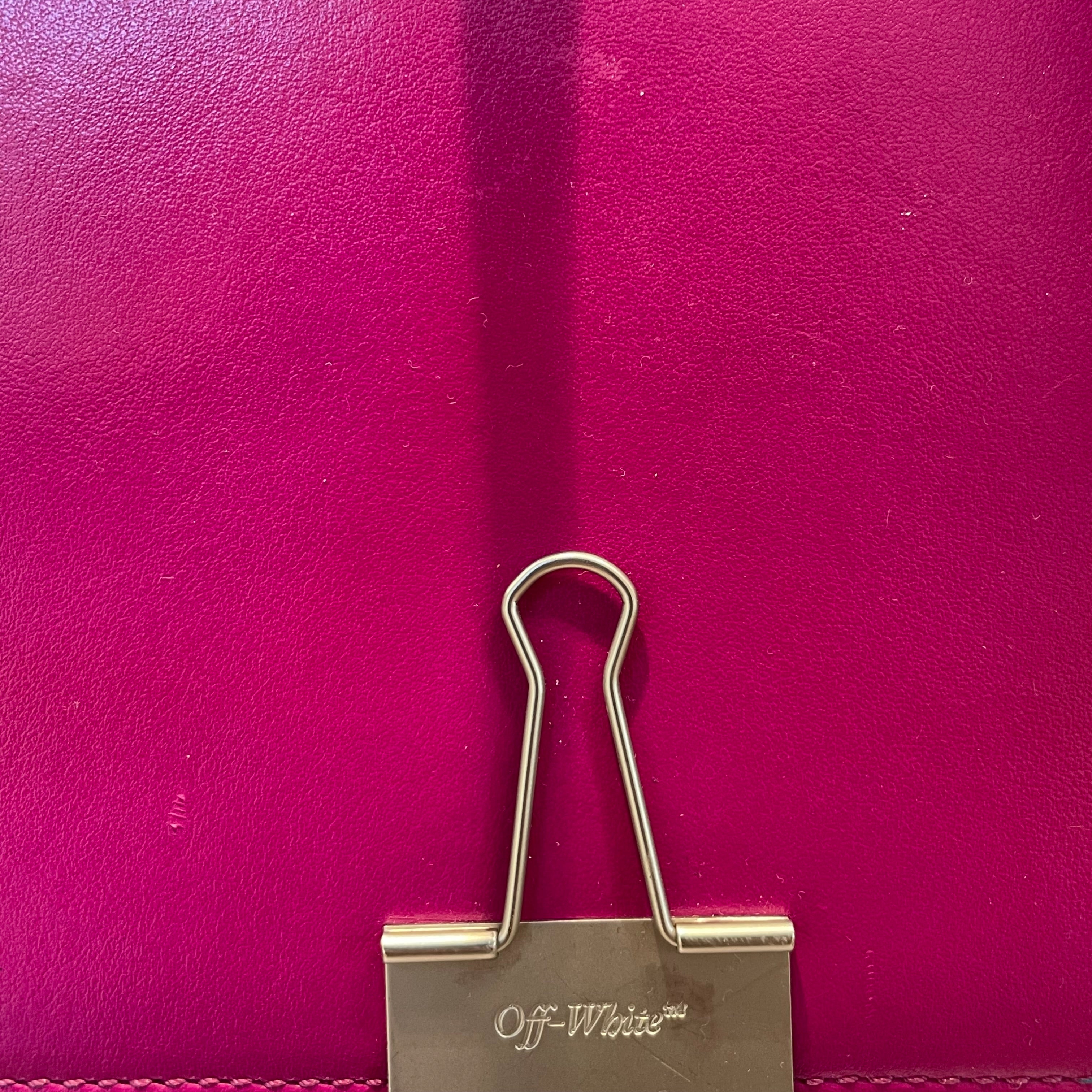 OFF-WHITE/Cross Body Bag/Leather/PNK/binder clip/yel strap/sil hard view 4