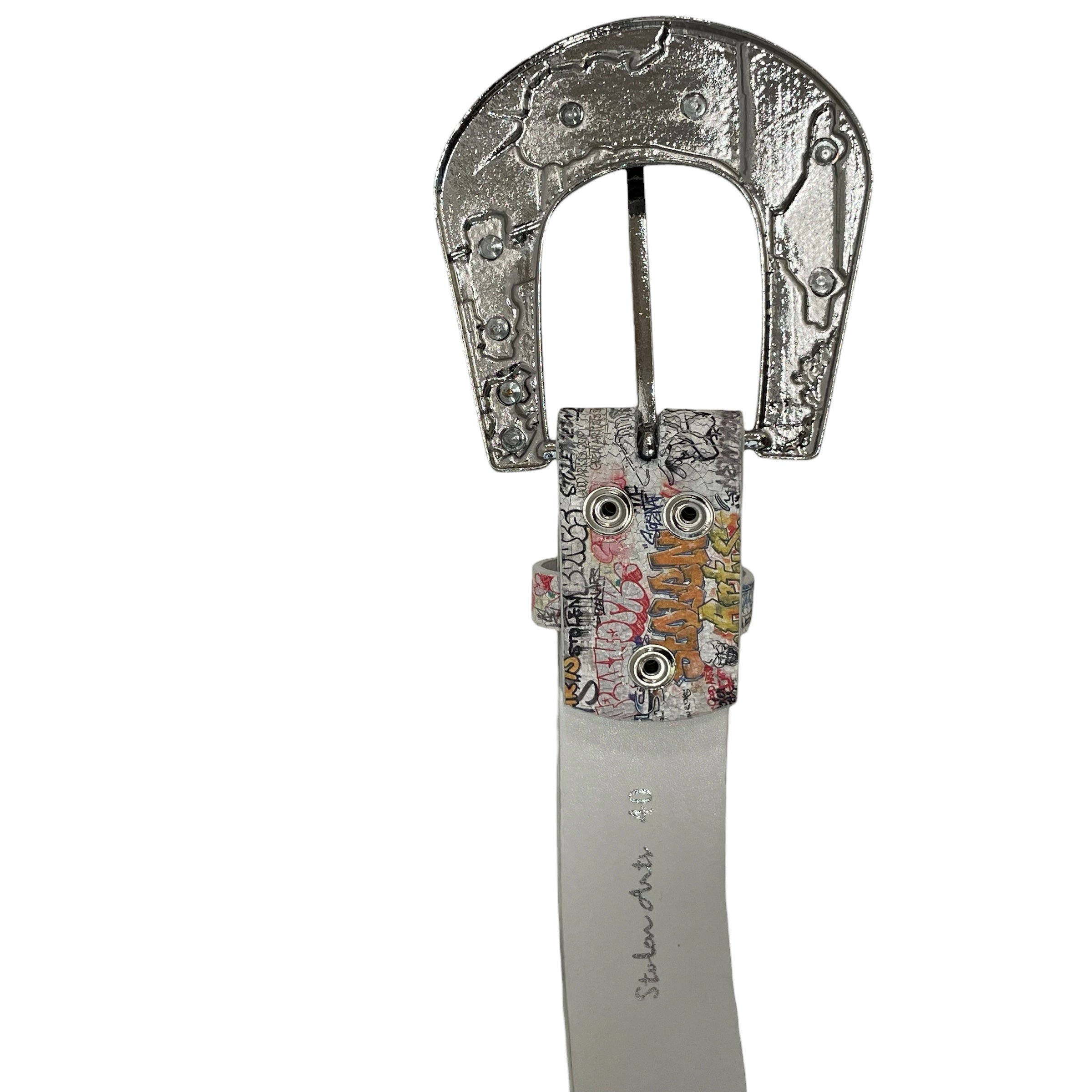 STOLEN ARTS/Belt/All Over Print/Leather/WHT/M's/NYC GRAFFITI view 3