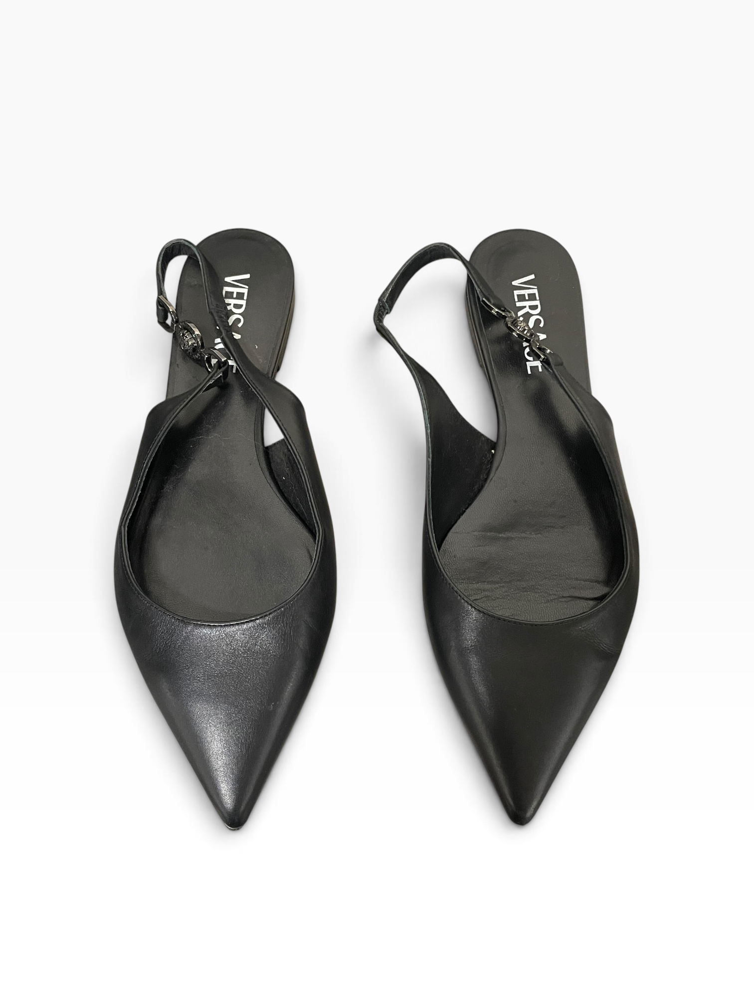 VERSACE/Sandals/EU 36.5/Leather/BLK/SLINGBACK POINT TOE view 3