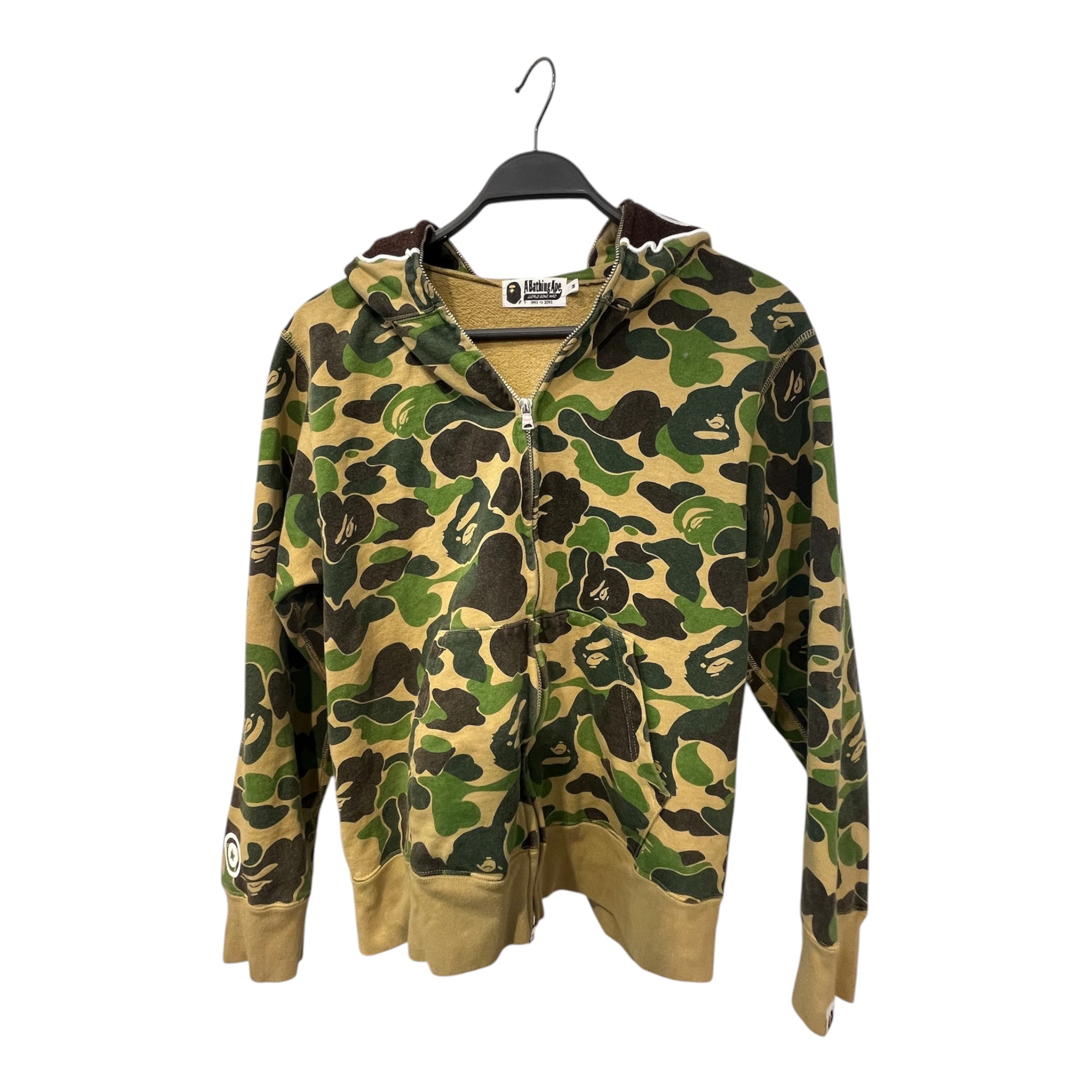 A BATHING APE/Zip Up Hoodie/M/Camouflage/Cotton/GRN/FULL ZIP MONKEY CAMO view 1