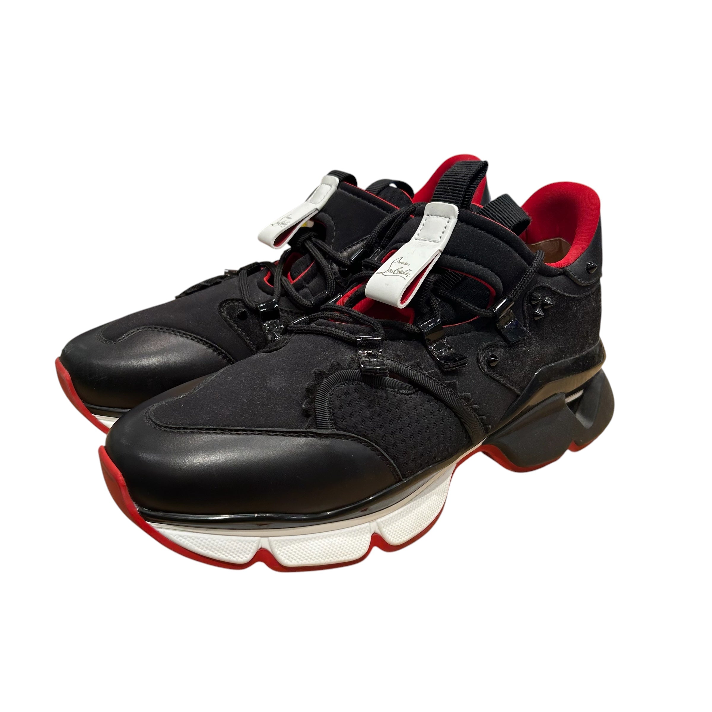 Christian Louboutin/Low-Sneakers/EU 44/Suede/BLK/Red Runner Black Velvet view 2