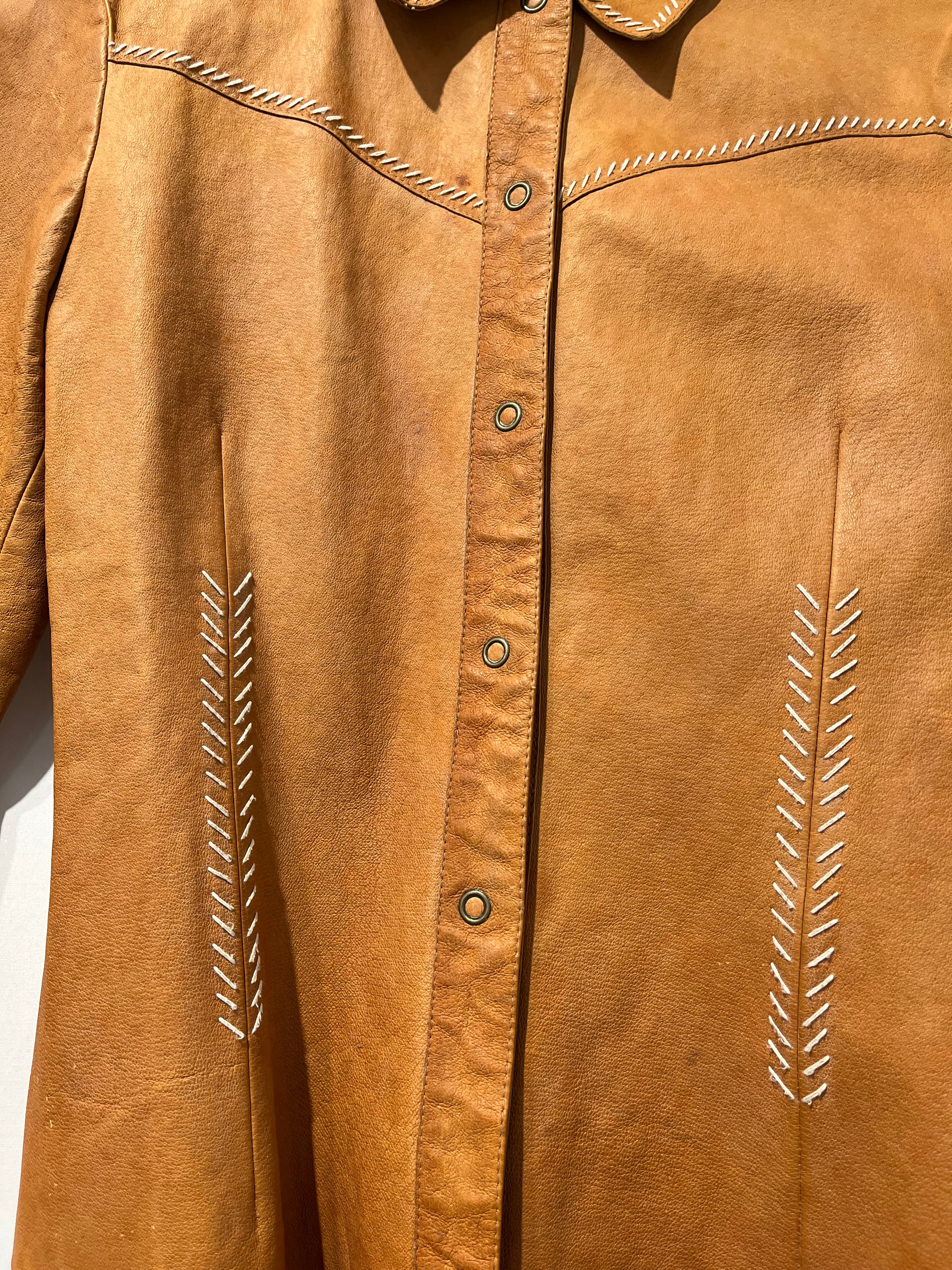 MIU MIU/Blouse/42/Leather/BRW/WESTERNSNAP BUTTON WHITESTITCH view 6