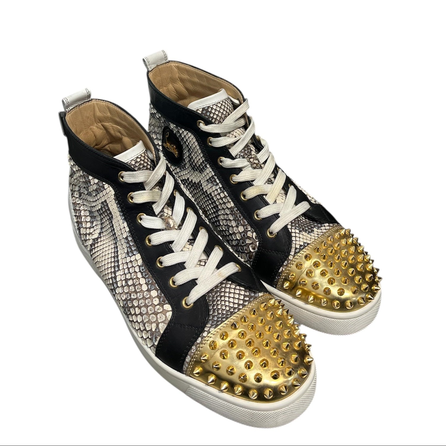 Christian Louboutin/Hi-Sneakers/EU 45/Animal Pattern/Leather/GLD/SNAKE SKIN GOLD TOE view 1