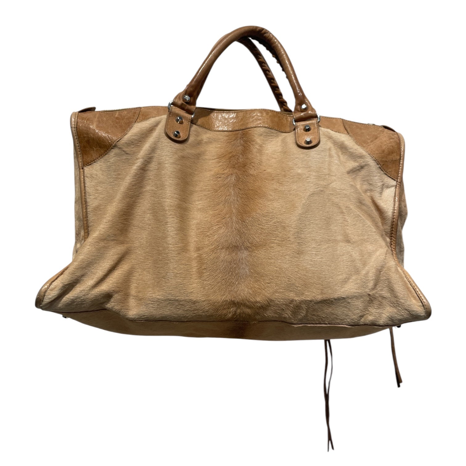 BALENCIAGA/Hand Bag/Fur/BEG/PONYHAIR MOTORCROSS CITY BAG view 2