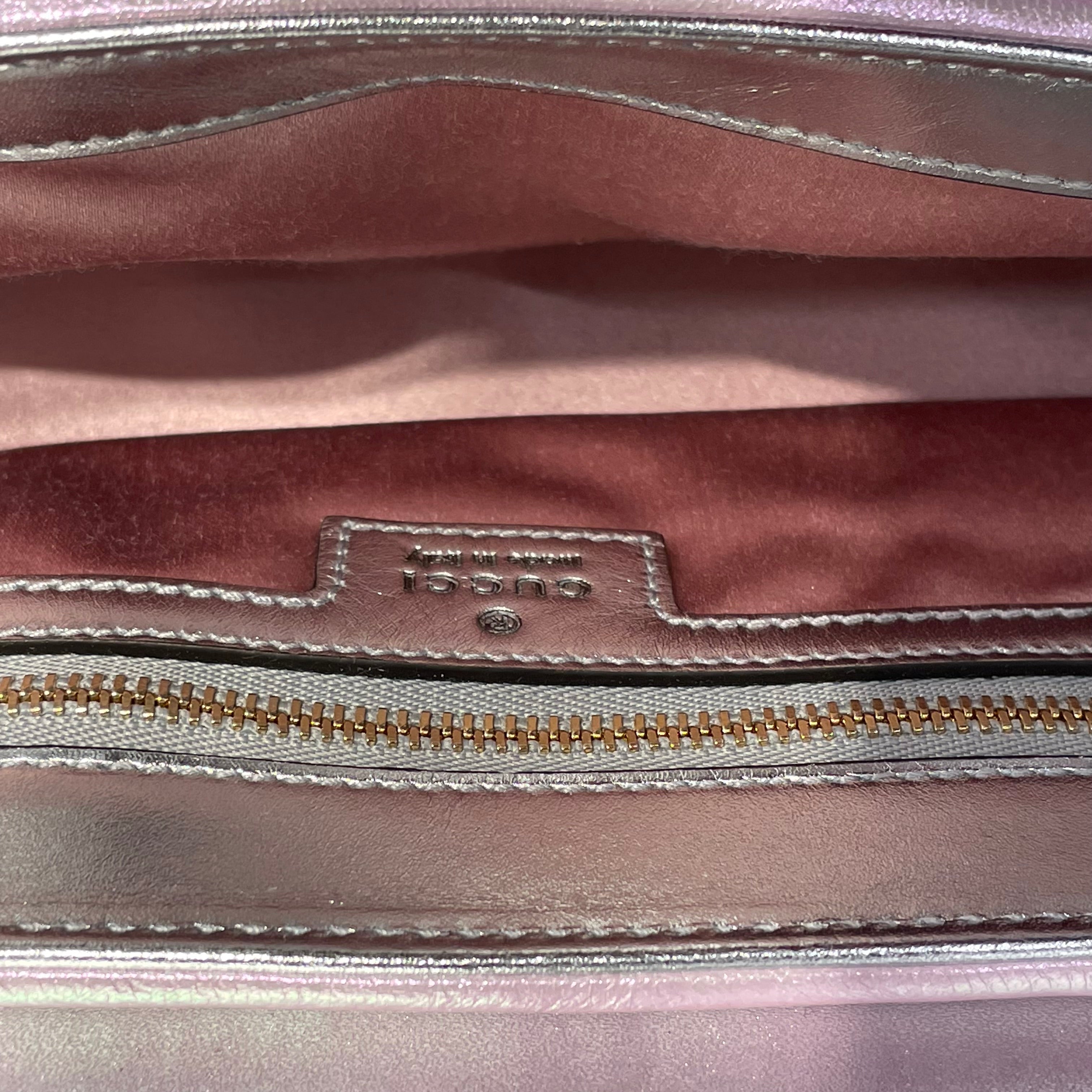 GUCCI/Cross Body Bag/Iridescent/Leather/PNK/GG Marmont Nappa Chevron view 6