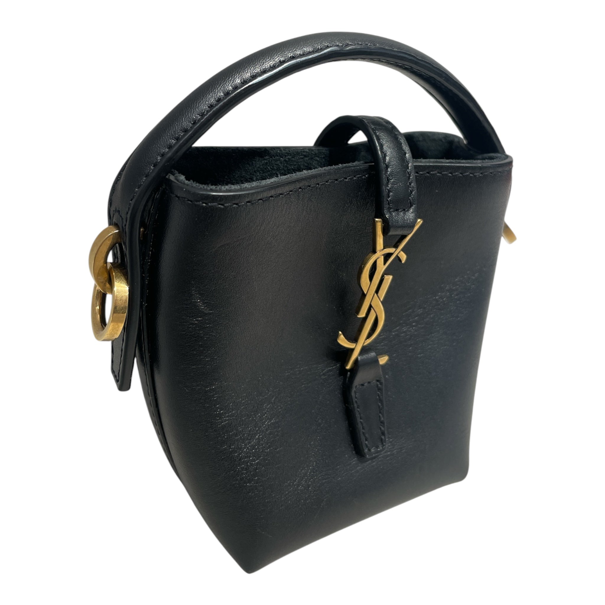 SAINT LAURENT/Pouch/Leather/BLK/MINI BUCKET CROSSBODY view 3