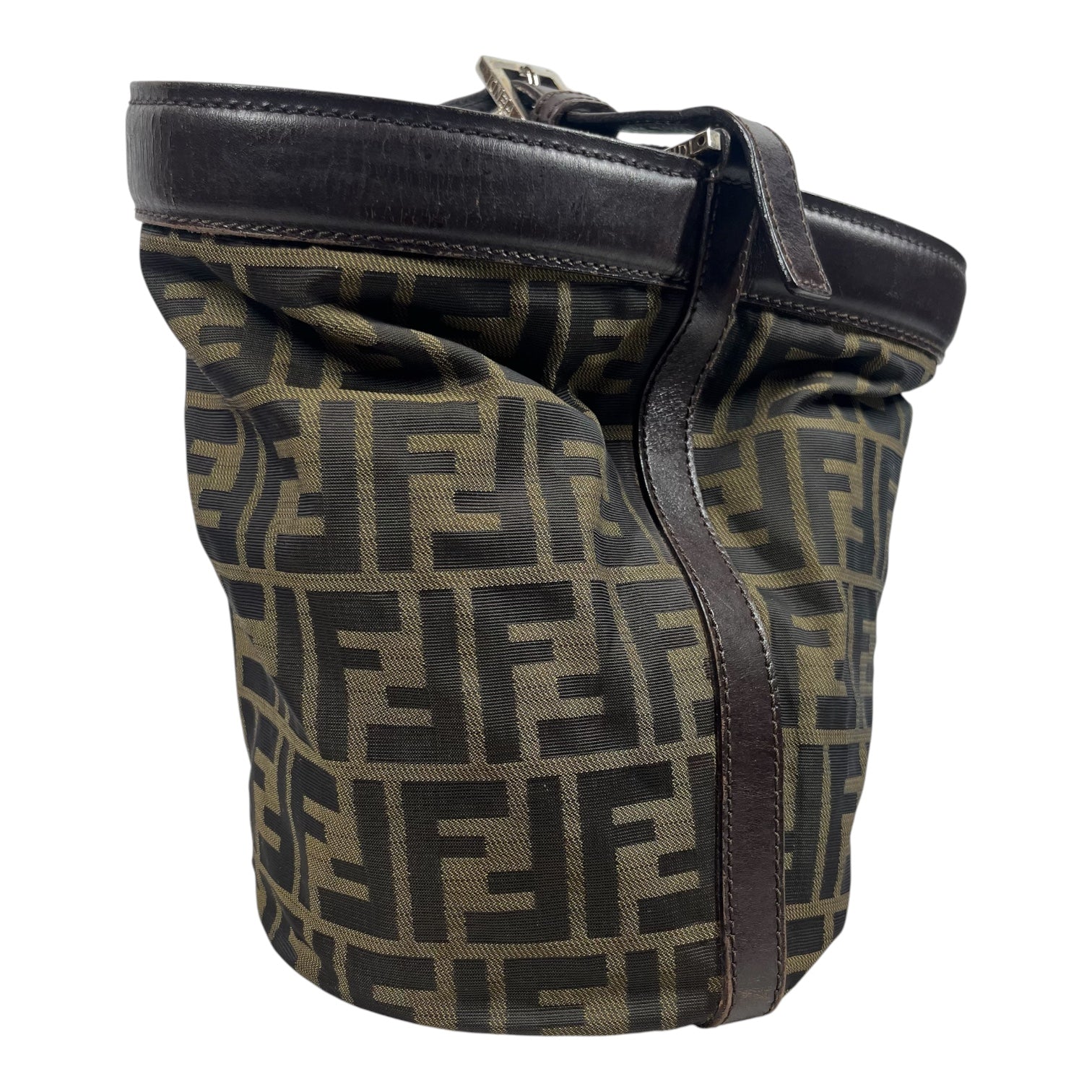 FENDI/Hand Bag/Monogram/Cotton/BRW/Leather Trim Bucket Bag view 6